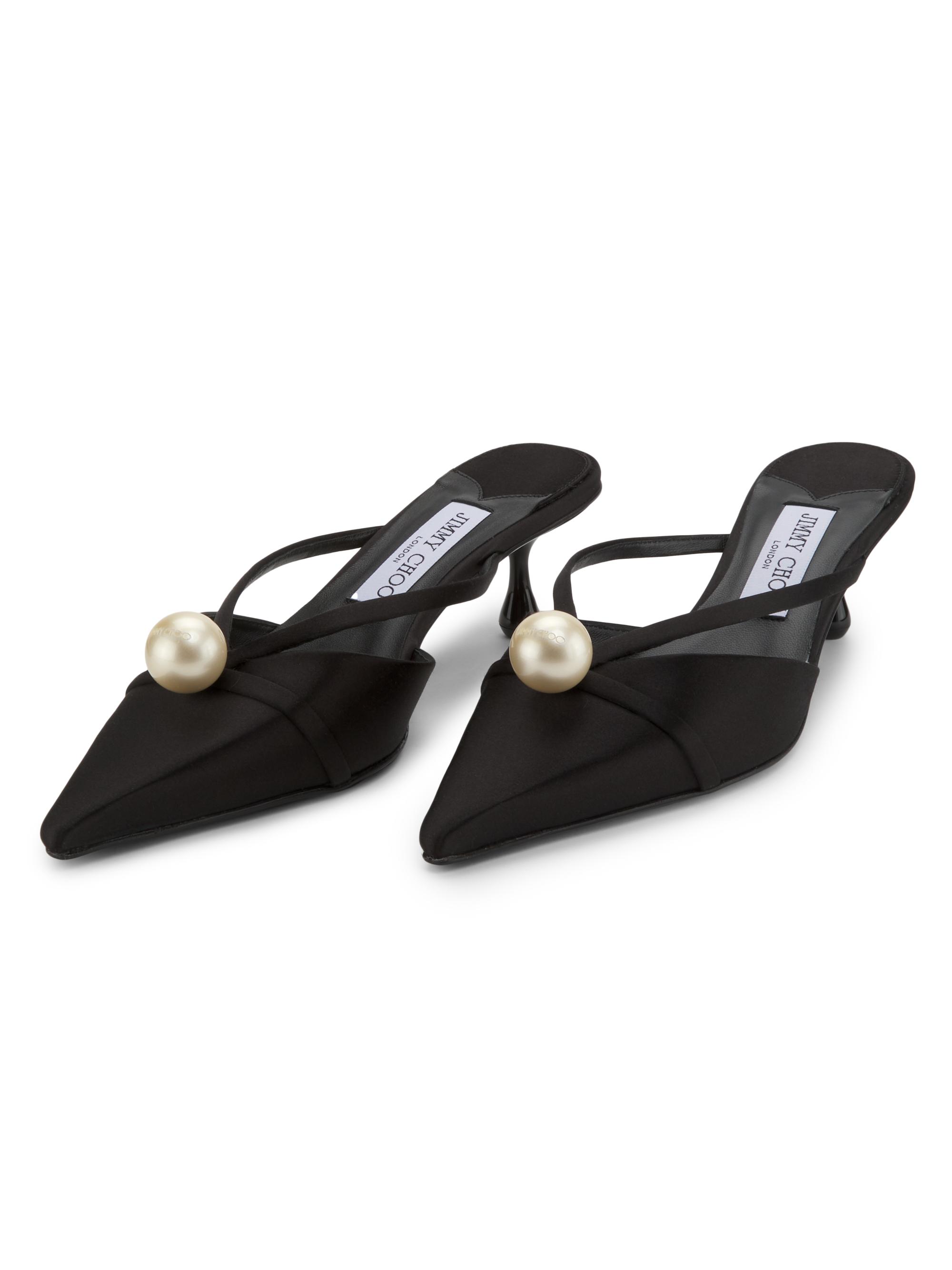 Sana 50MM Embellished Satin Kitten-Heel Mules