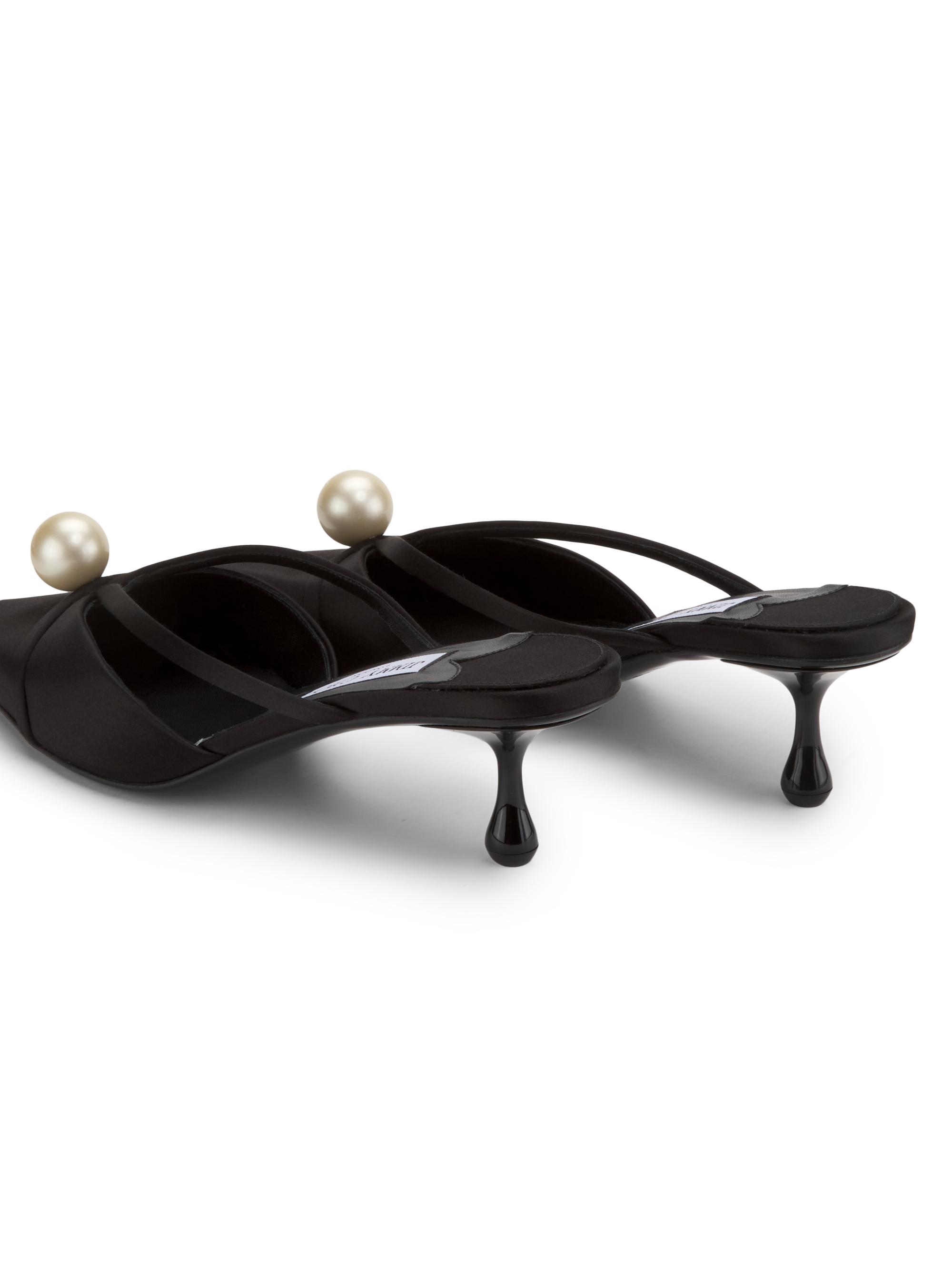 Sana 50MM Embellished Satin Kitten-Heel Mules