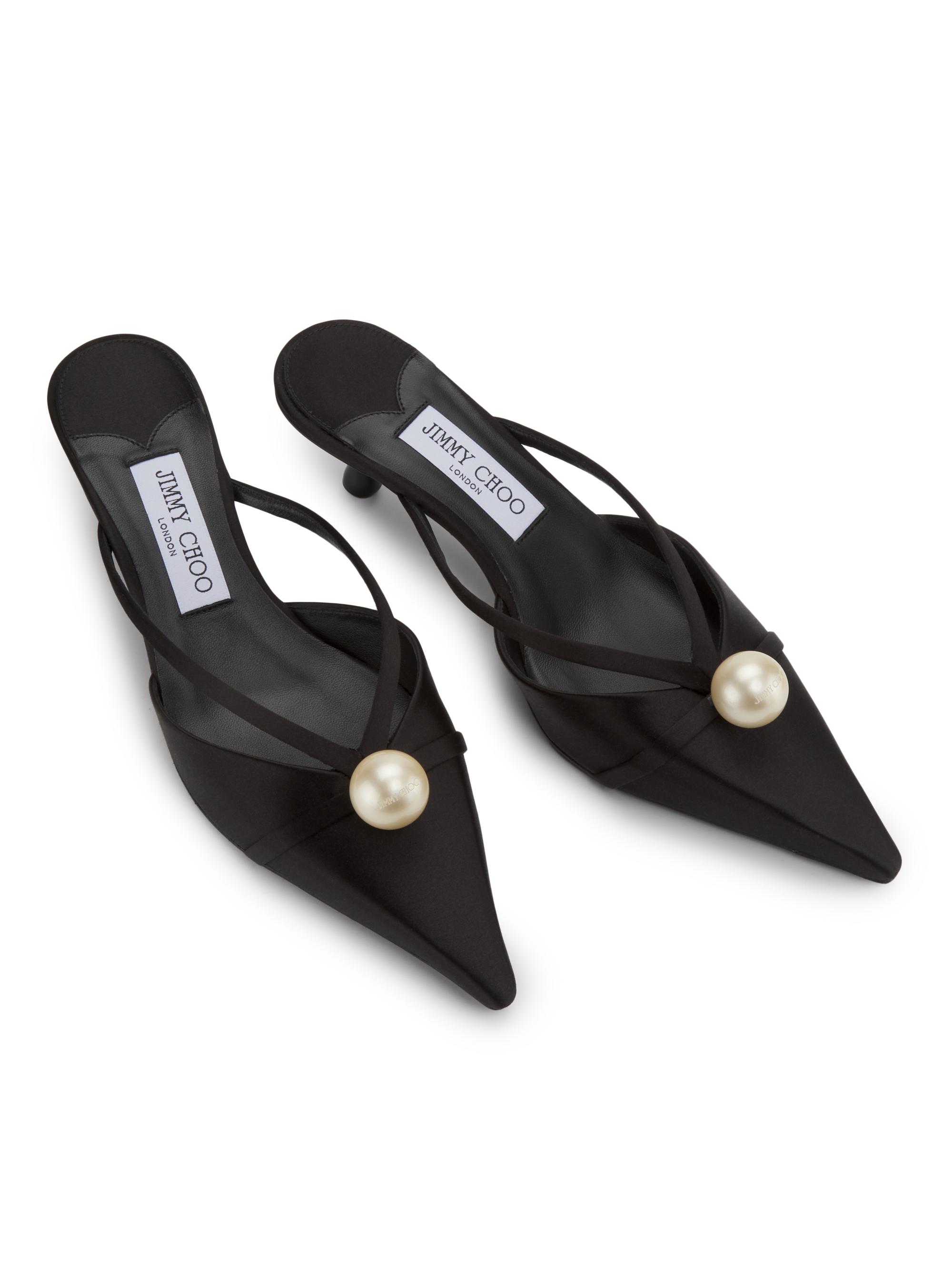 Sana 50MM Embellished Satin Kitten-Heel Mules