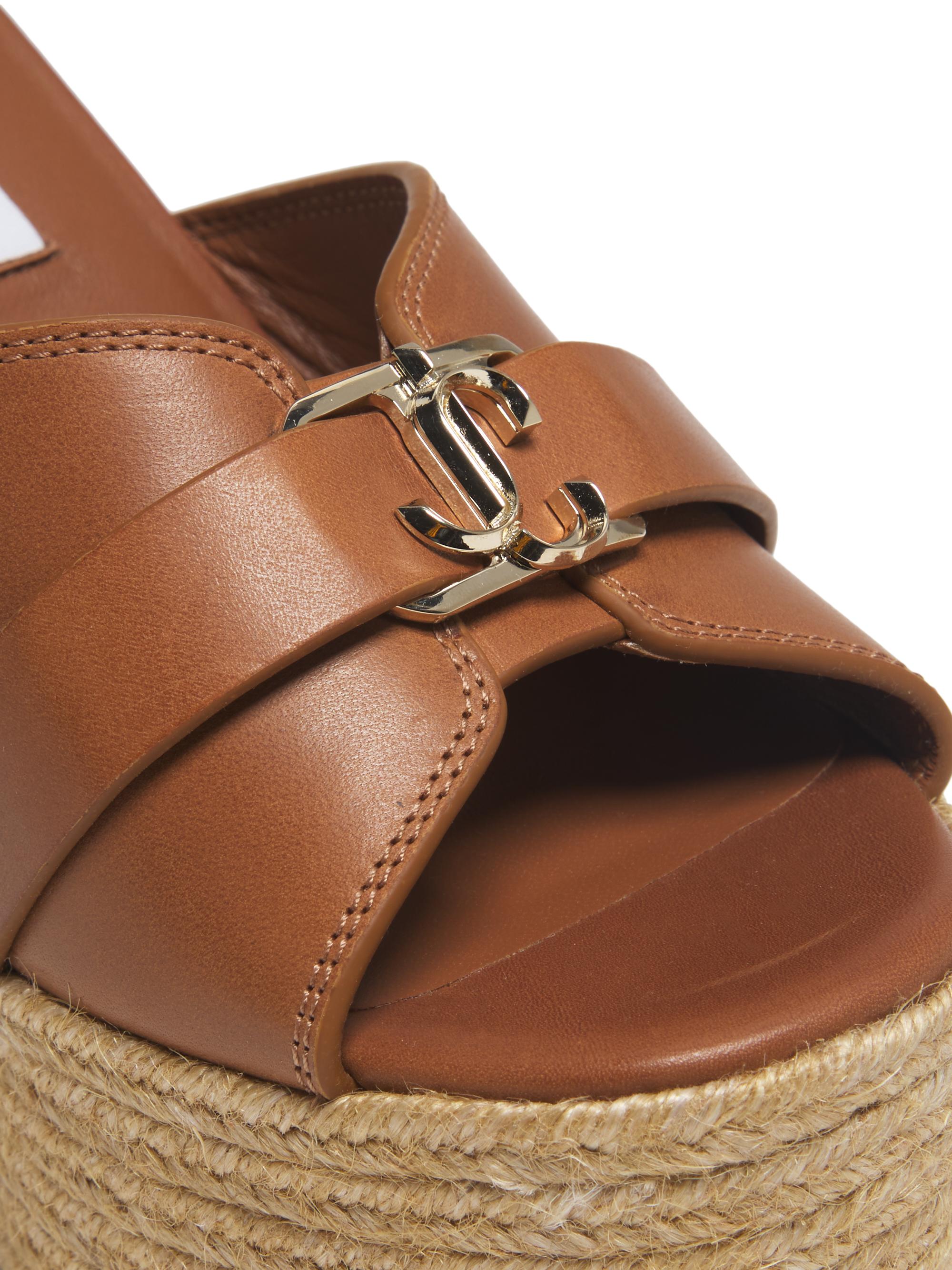 Jimmy Choo Leda 100MM Leather Wedge Sandals | Saks Fifth Avenue