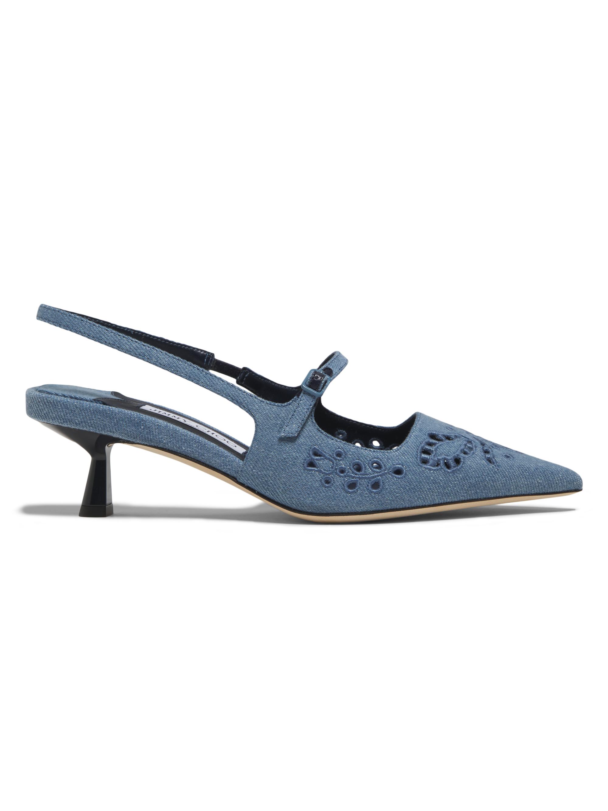 Jimmy Choo Women's Didi 45MM Embroidered Denim Pumps - Blue Haze
