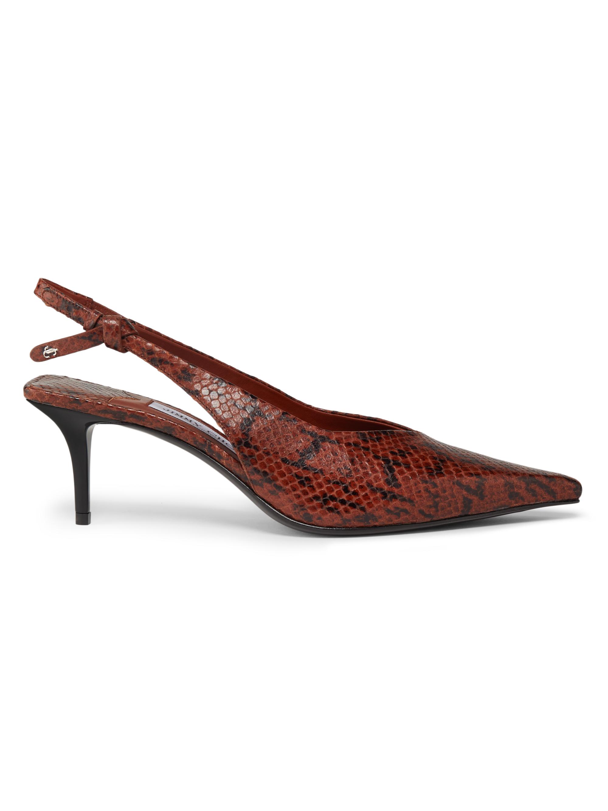 Jimmy Choo Women's Camie 60MM Snake Slingback Pumps - Cognac