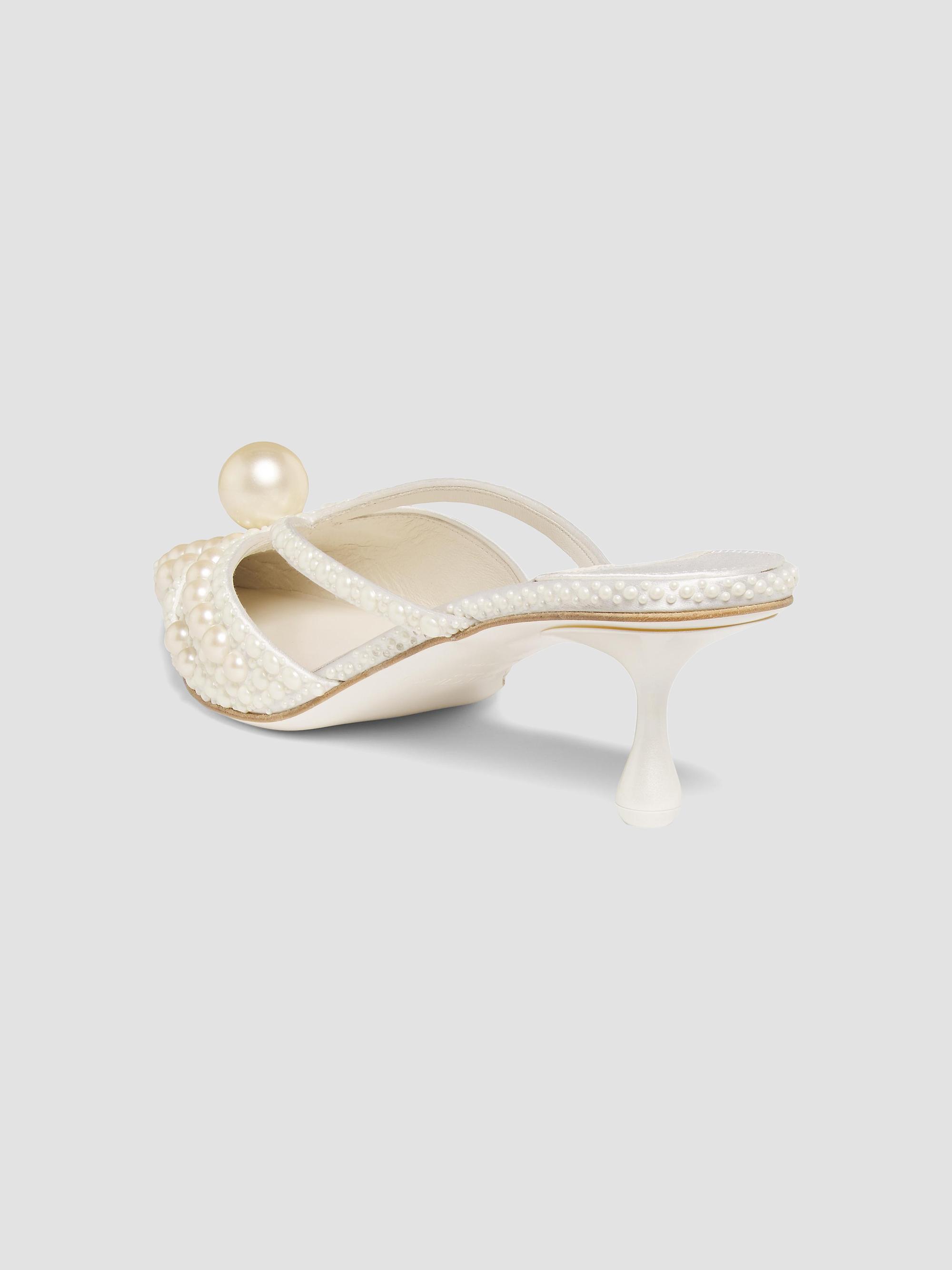 Jimmy Choo Sana 50MM Pearl Embellished Mules | Saks Fifth Avenue