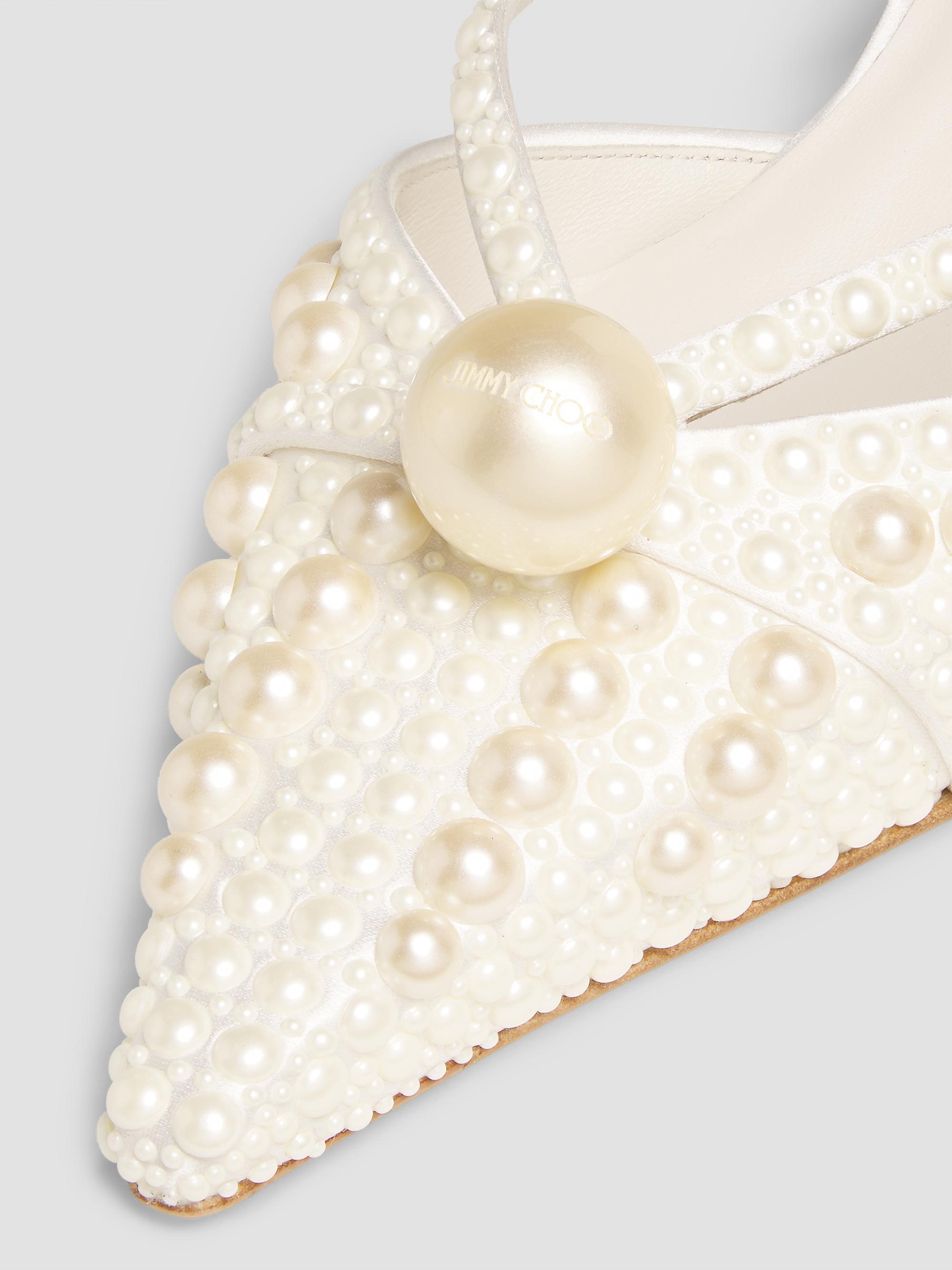 Jimmy Choo Sana 50MM Pearl Embellished Mules | Saks Fifth Avenue