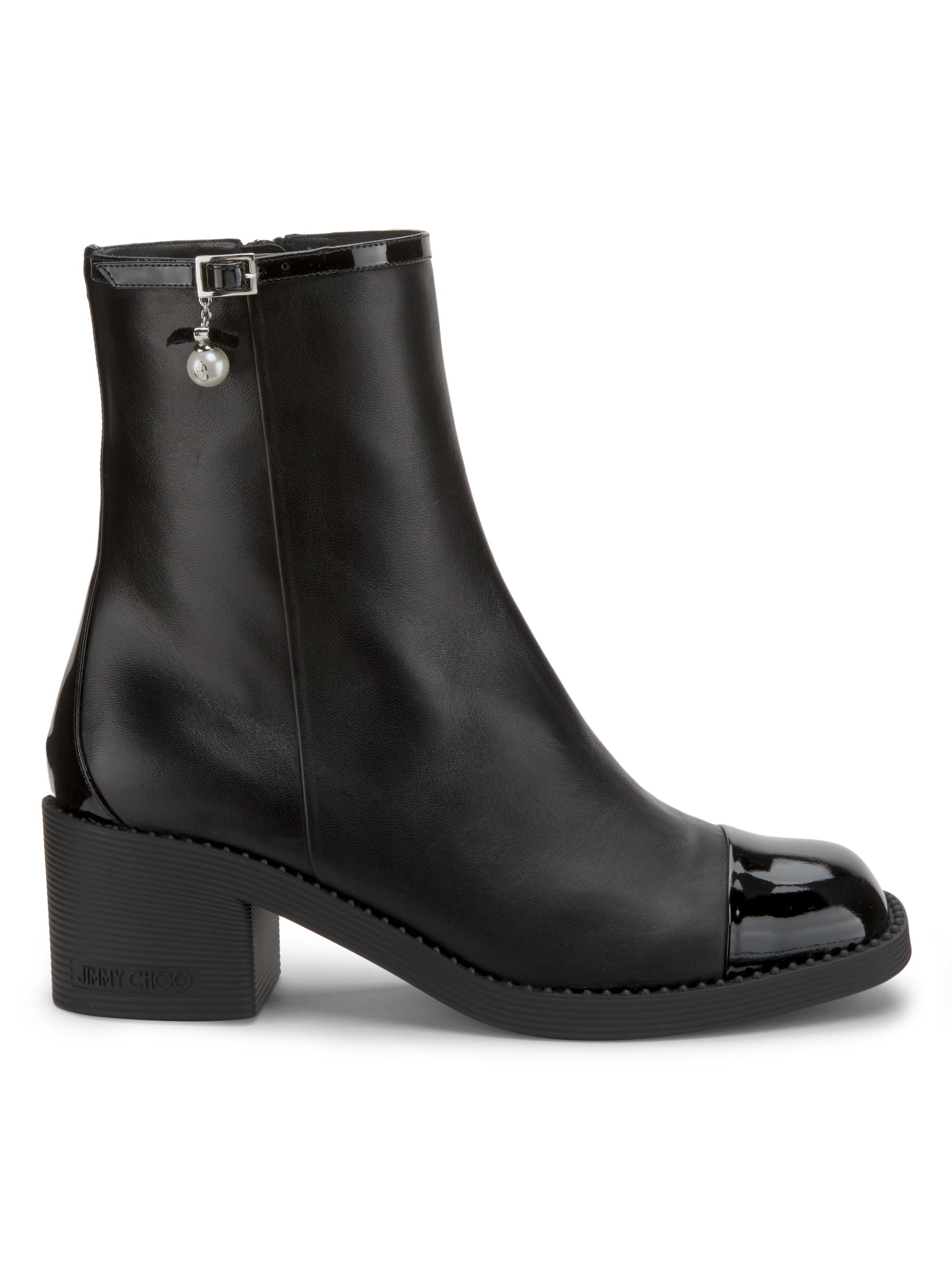 超美品☆JIMMY CHOO ショートブーツ バックベルト ブラック 22.5 Jimmy Choo Noor 45MM Block-Heel Leather Boots | Saks Fifth Avenue