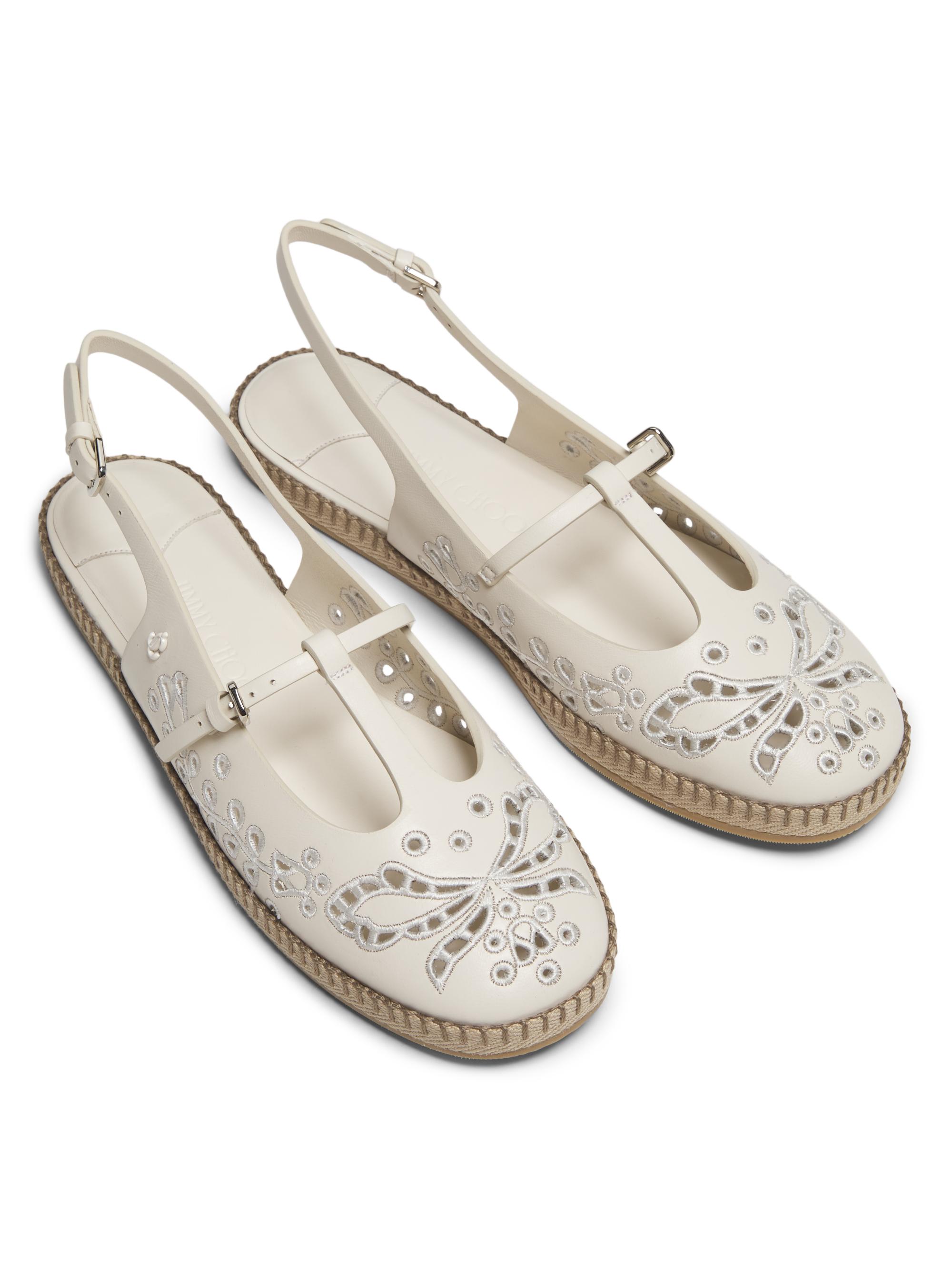 Jimmy Choo Aimee Leather Embroidered Slingback Flats | Saks Fifth