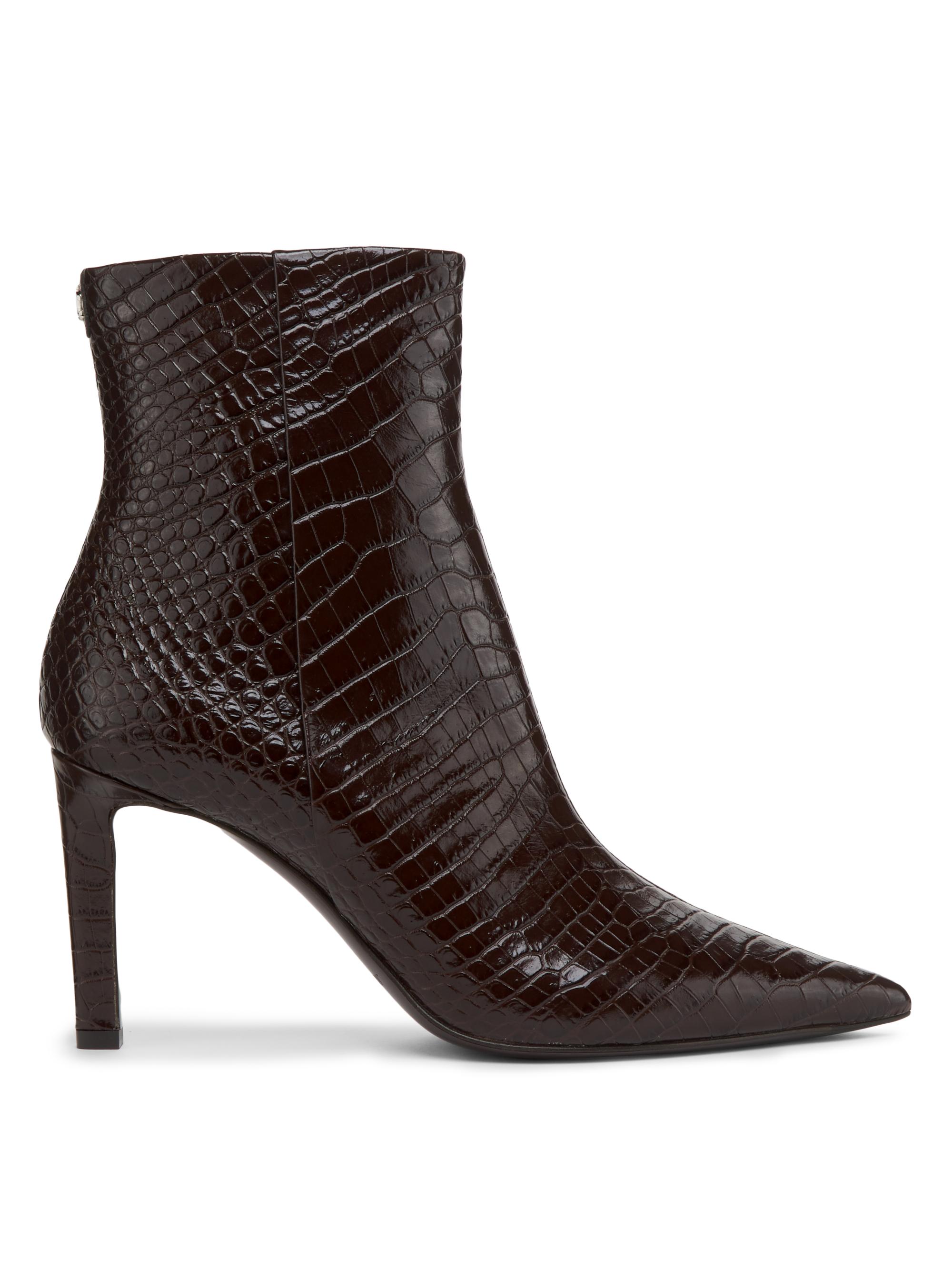 Jimmy Choo Women's Frankie 85MM Embossed Leather Booties - Chocolate