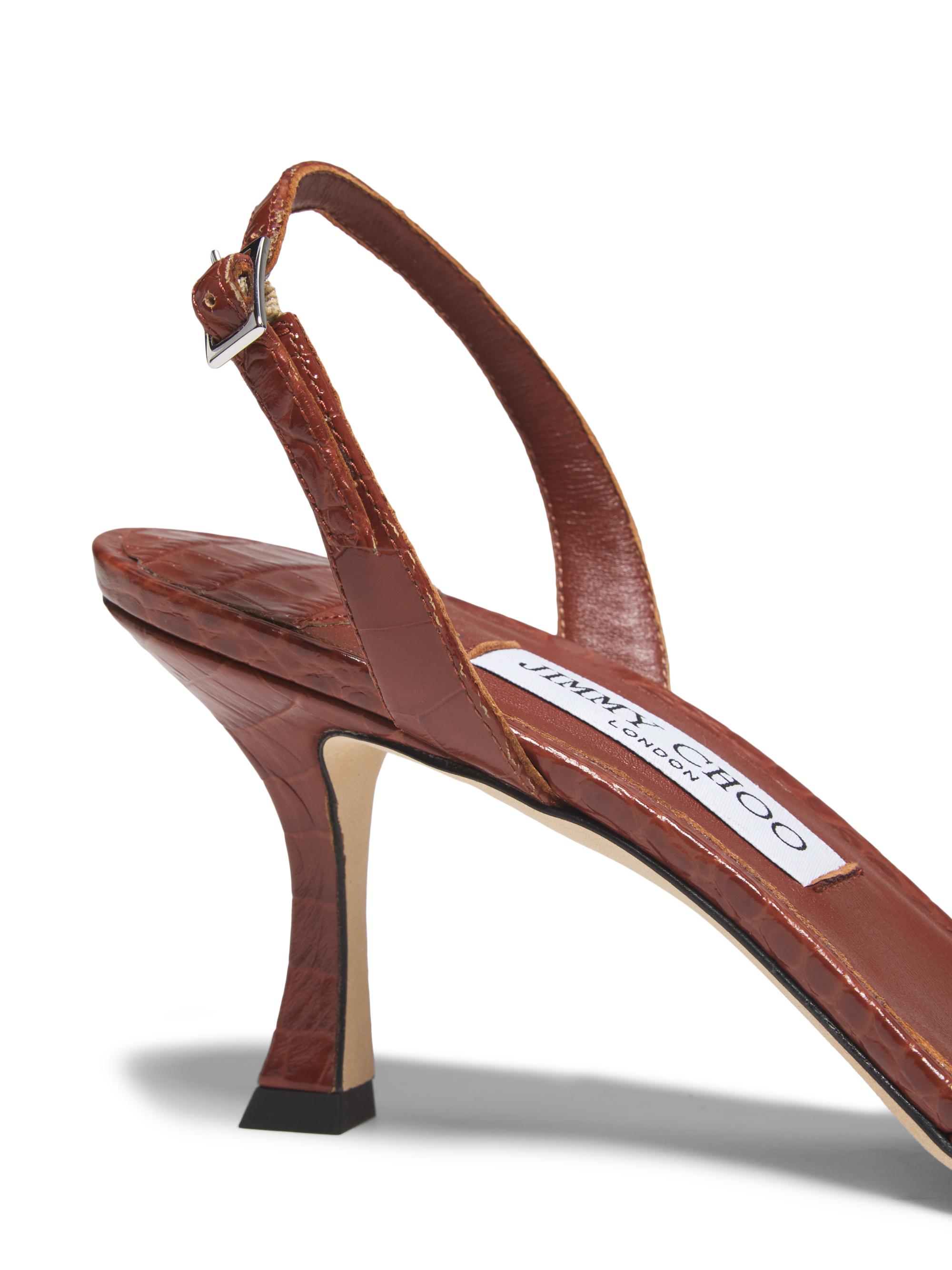 Jimmy Choo Elsy 65MM Embossed Leather Sandals | Saks Fifth Avenue