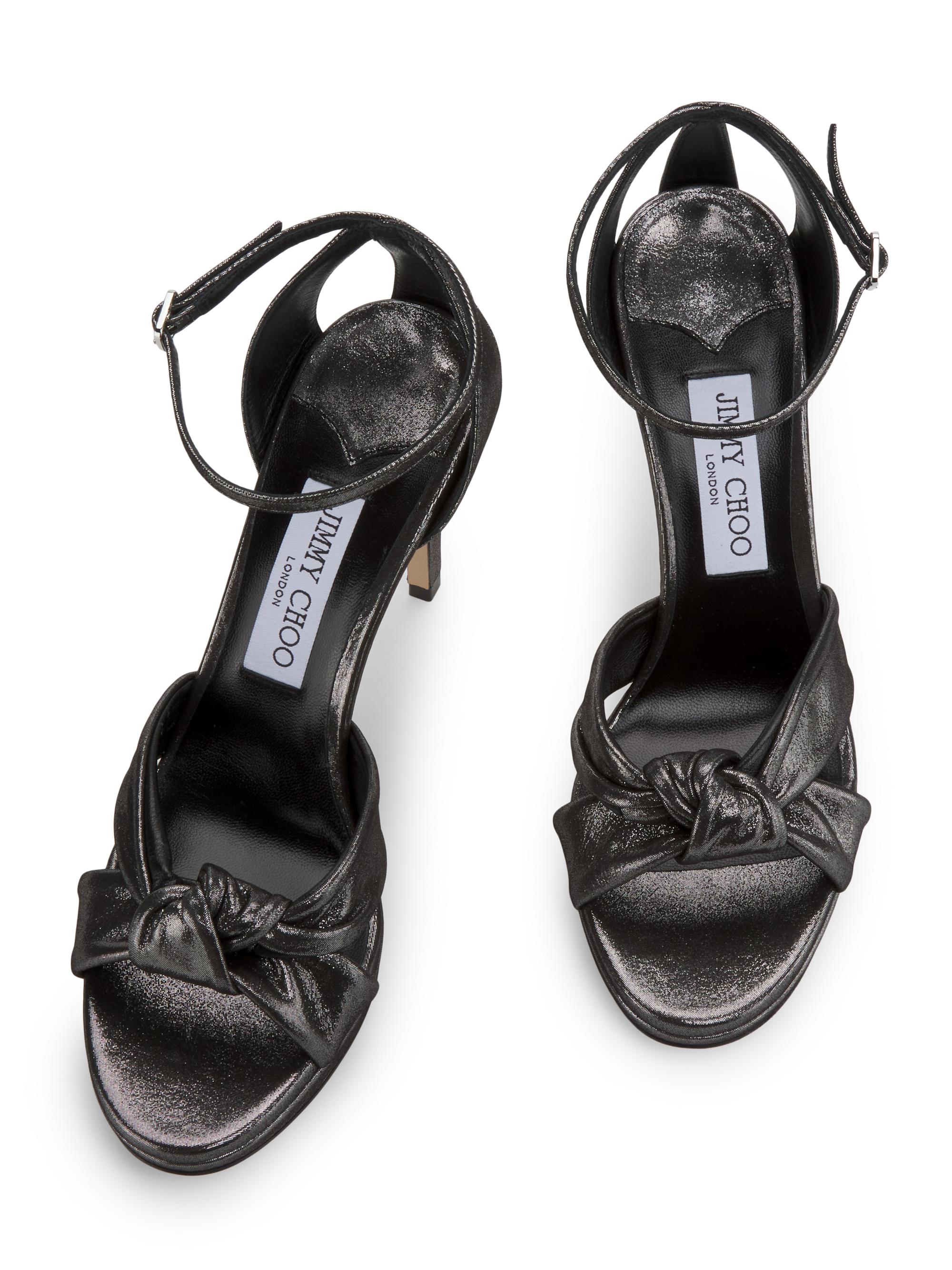 Jimmy Choo Rosie 100MM Shimmer Suede Sandals | Saks Fifth Avenue