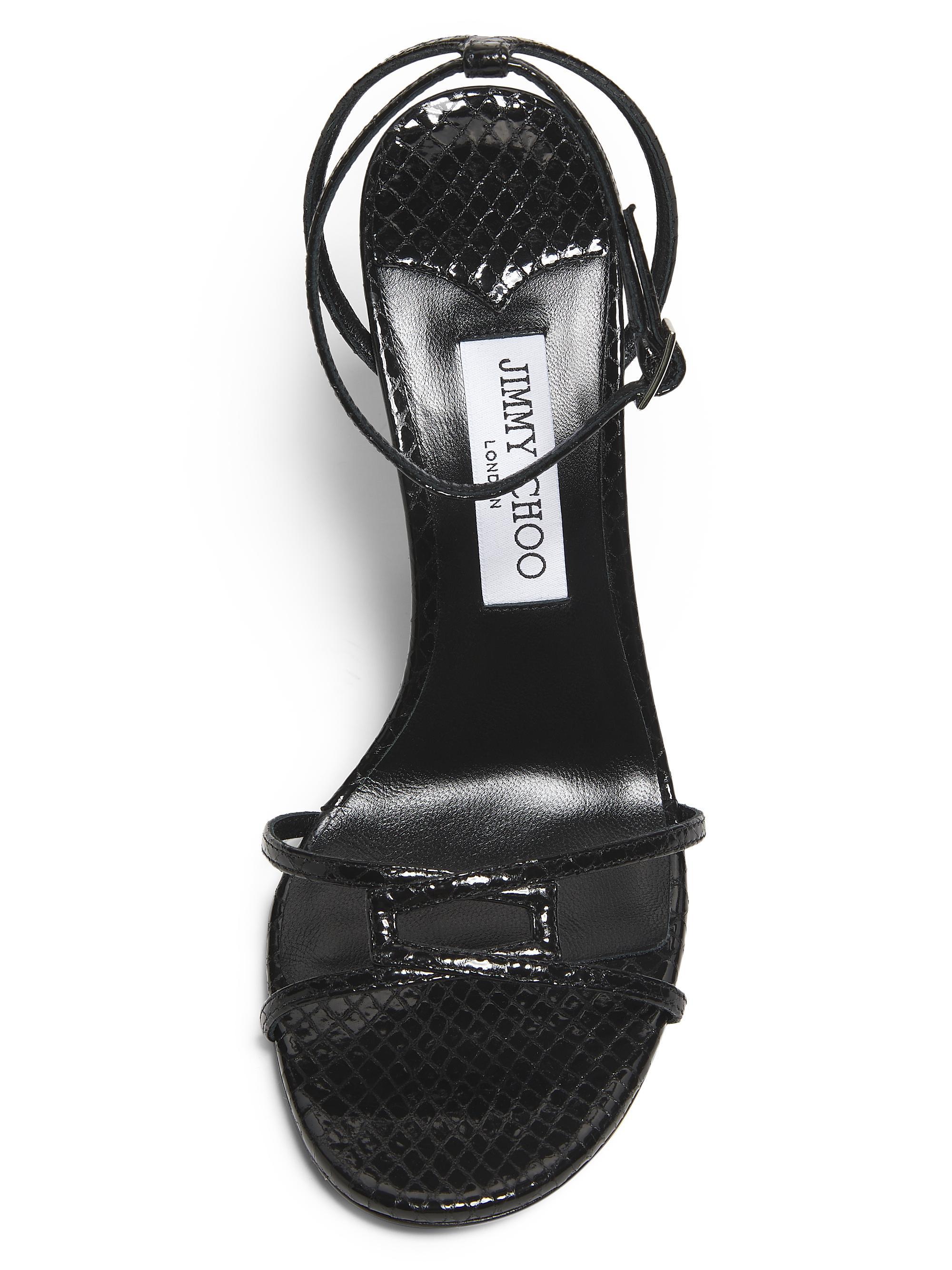 Jimmy Choo Leo 100MM Metallic Leather Sandals | Saks Fifth Avenue