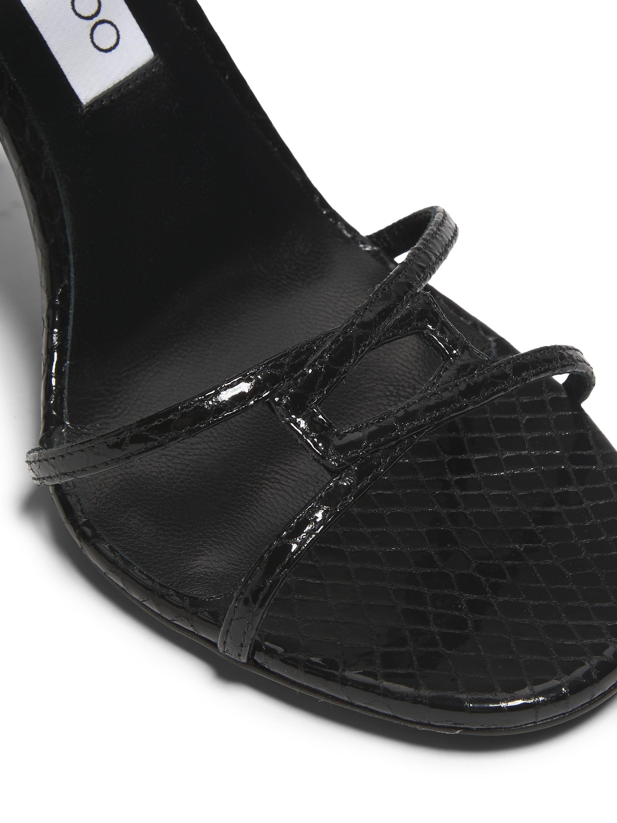 Jimmy Choo Leo 100MM Metallic Leather Sandals | Saks Fifth Avenue