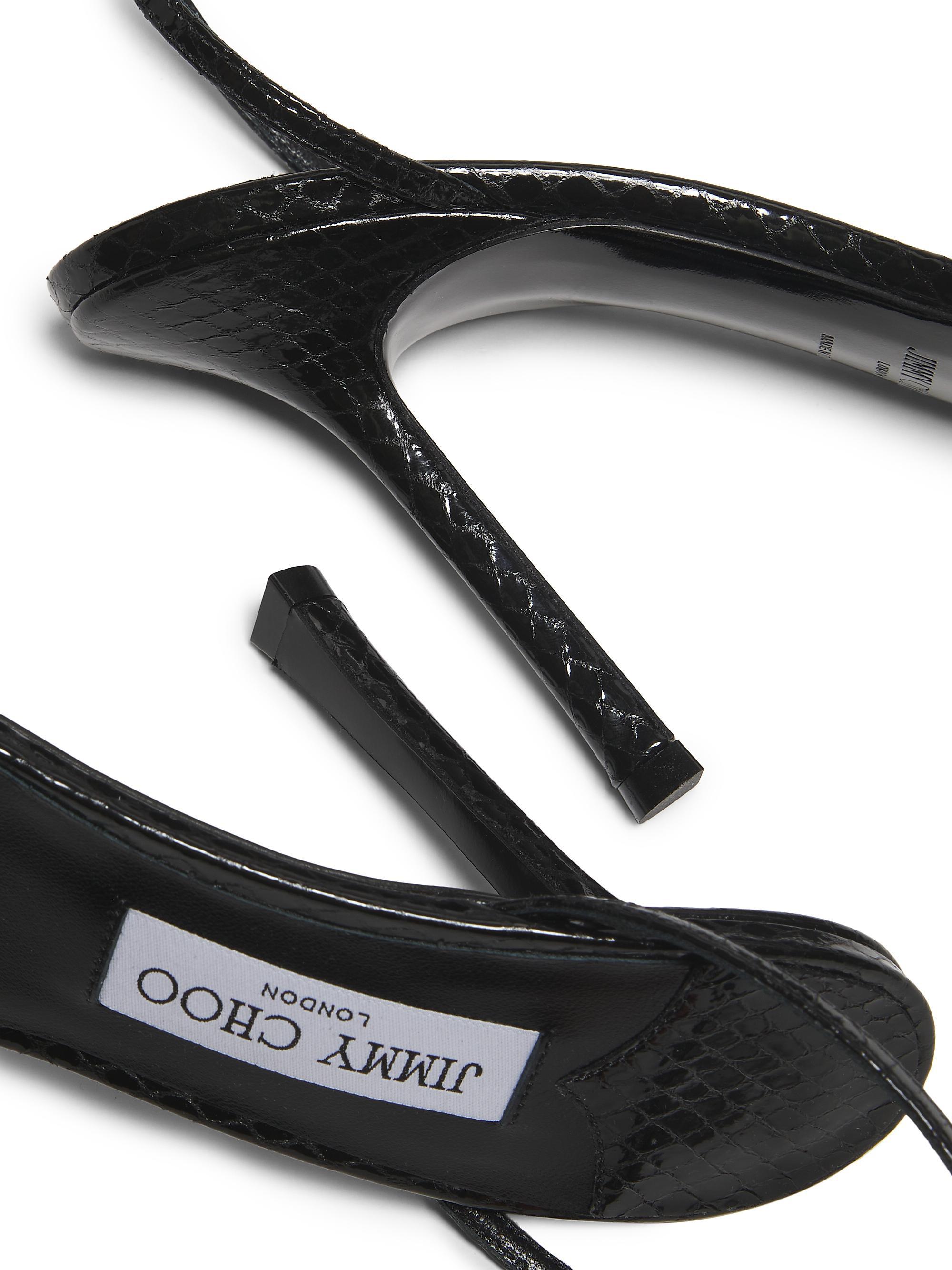 Jimmy Choo Leo 100MM Metallic Leather Sandals | Saks Fifth Avenue