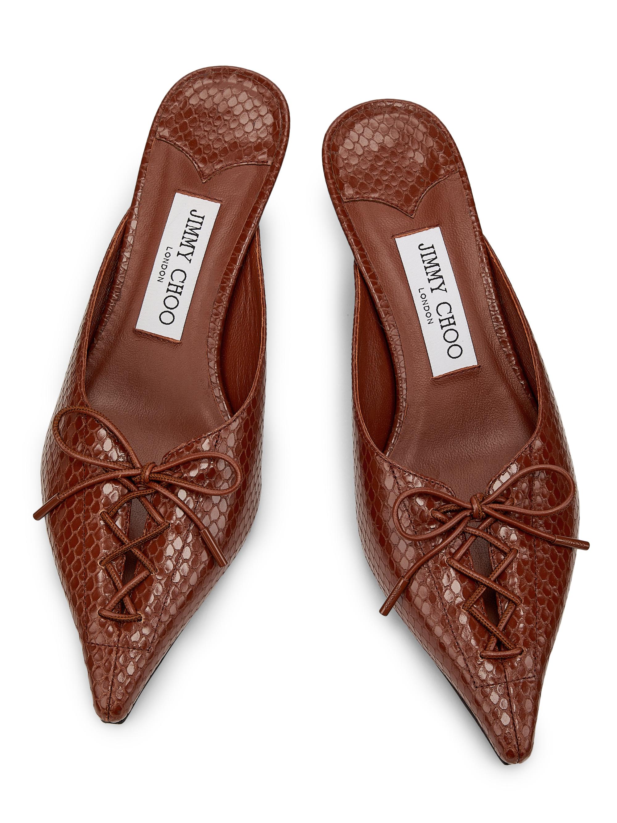 Jimmy Choo Scarlett 50MM Snakekin-Embossed Leather Mules | Saks