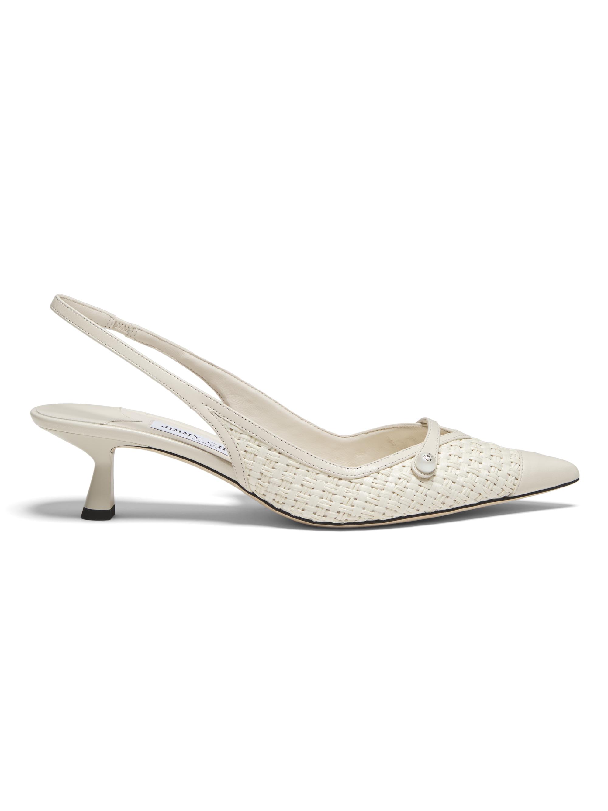 Jimmy Choo Women's Amita 45MM Raffia & Leather Slingback Pumps - Latte