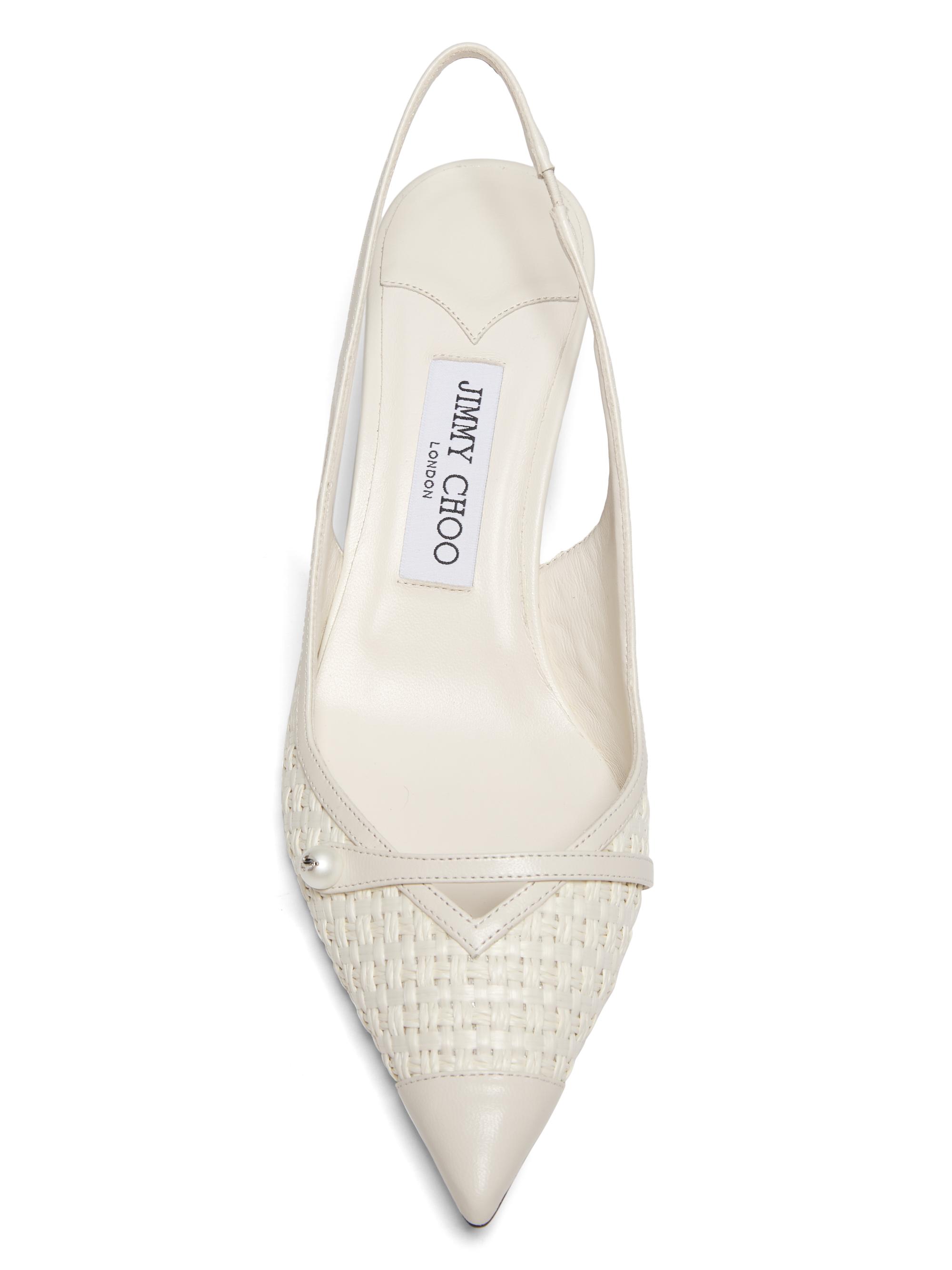 Jimmy Choo Amita 45MM Raffia & Leather Slingback Pumps | Saks
