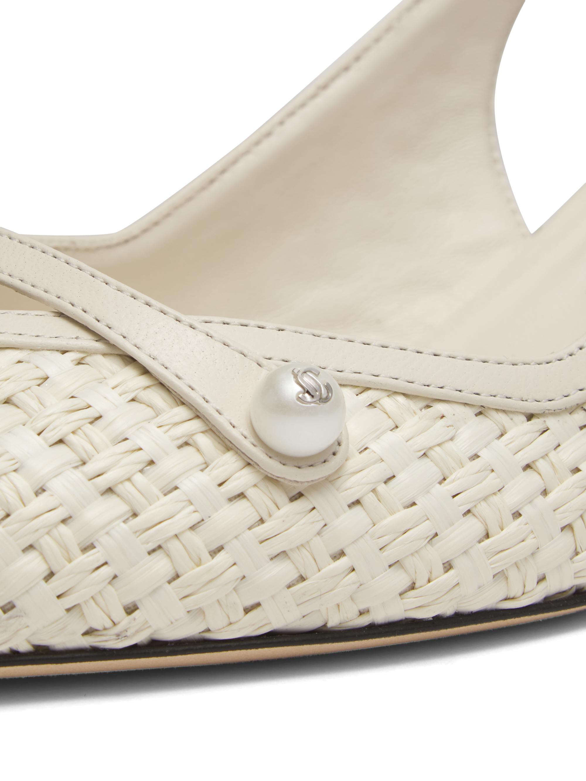 Jimmy Choo Amita 45MM Raffia & Leather Slingback Pumps | Saks