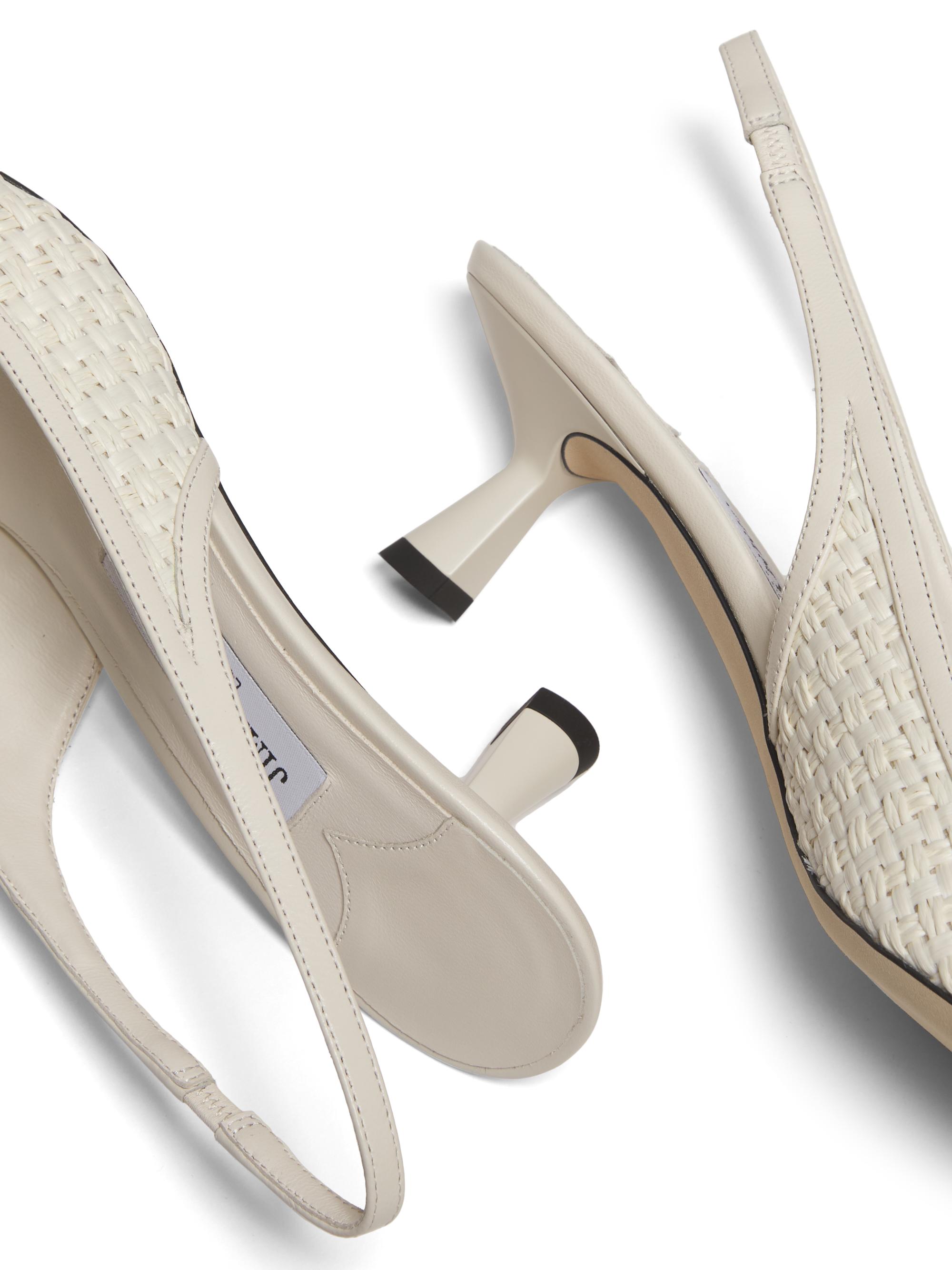Jimmy Choo Amita 45MM Raffia & Leather Slingback Pumps | Saks