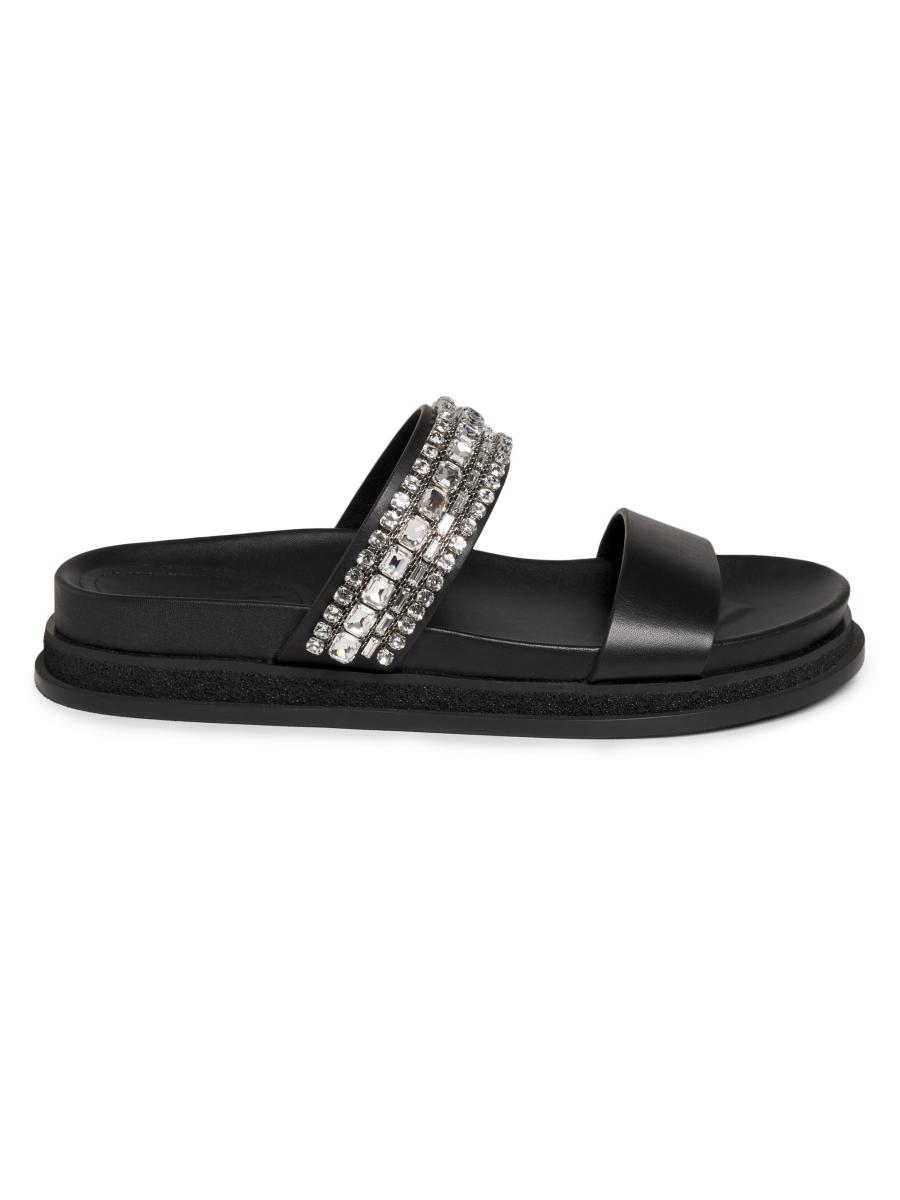 Jimmy Choo Jadi Crystal-Embellished Vacchetta Leather Slides  display picture 3