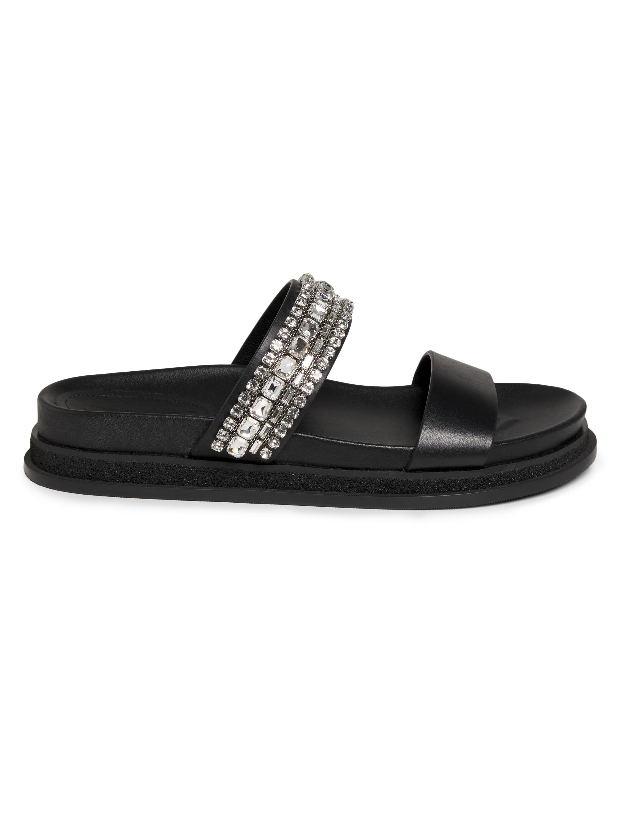Jimmy Choo Jadi Crystal-Embellished Vacchetta Leather Slides