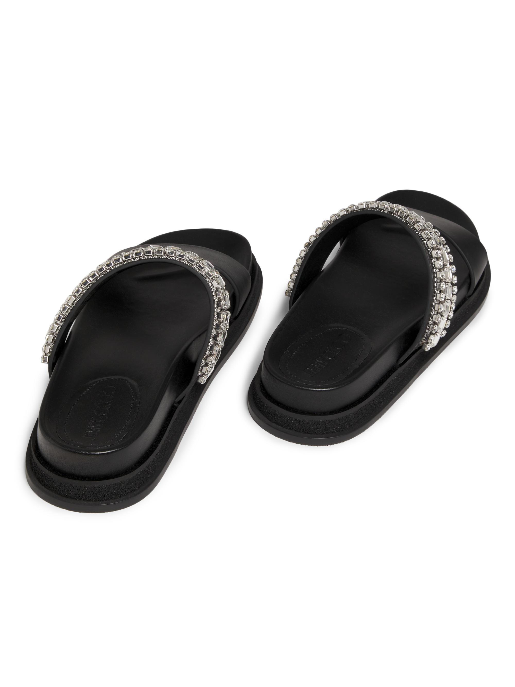 Jimmy Choo Jadi Crystal-Embellished Vacchetta Leather Slides