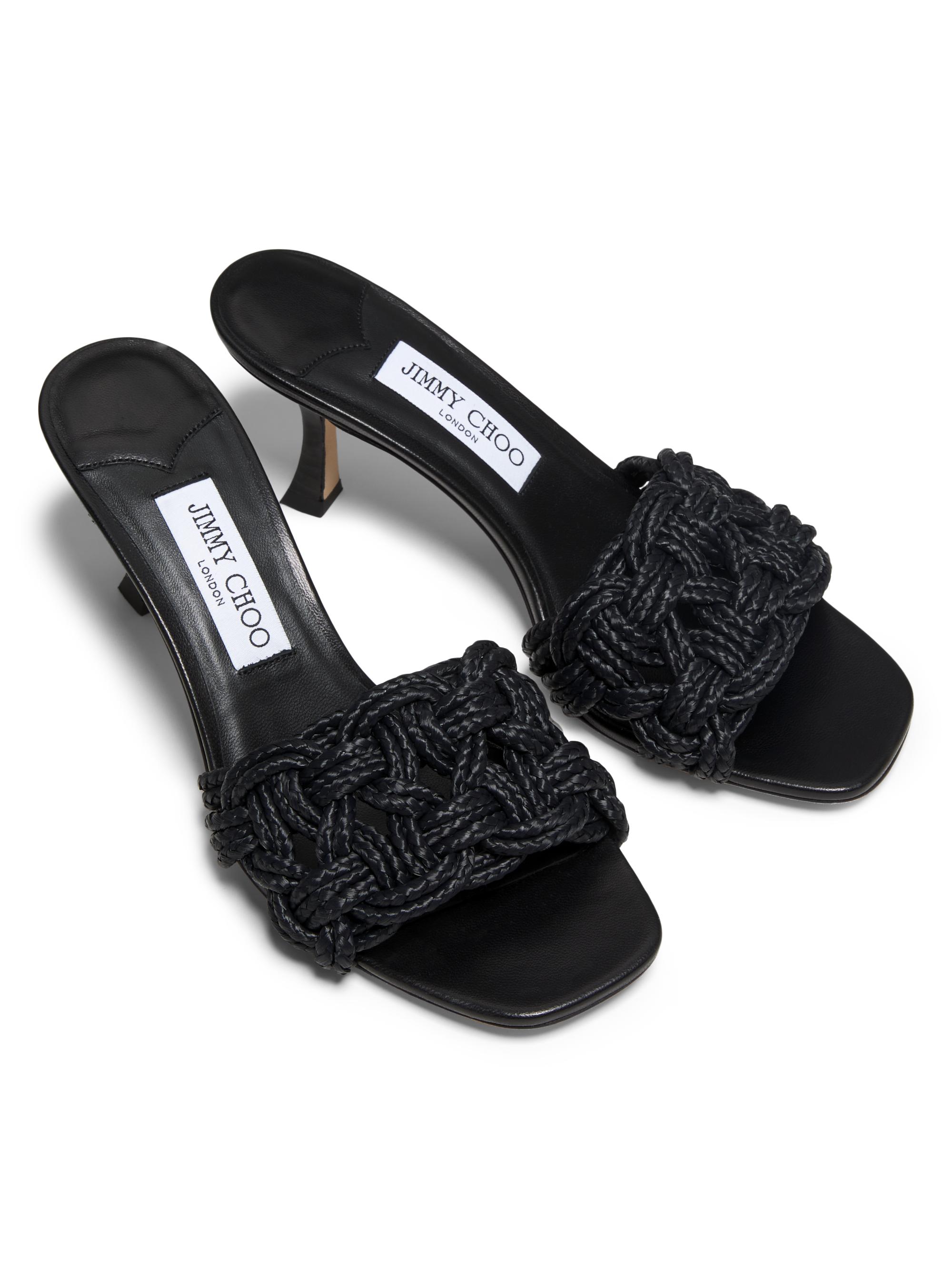 Jimmy Choo Chara 70MM Crochet Raffia Sandals | Saks Fifth Avenue