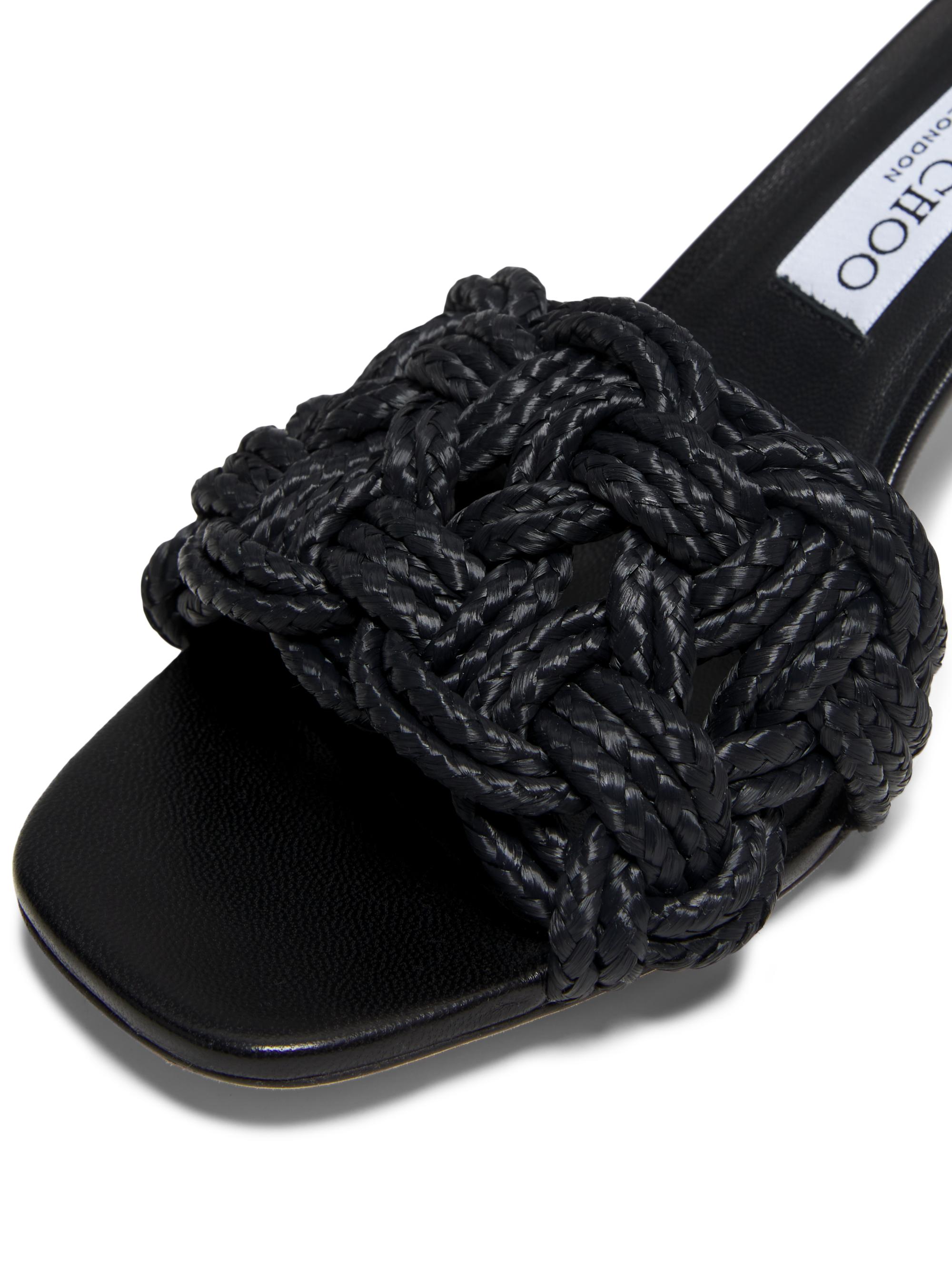 Jimmy Choo Chara 70MM Crochet Raffia Sandals | Saks Fifth Avenue