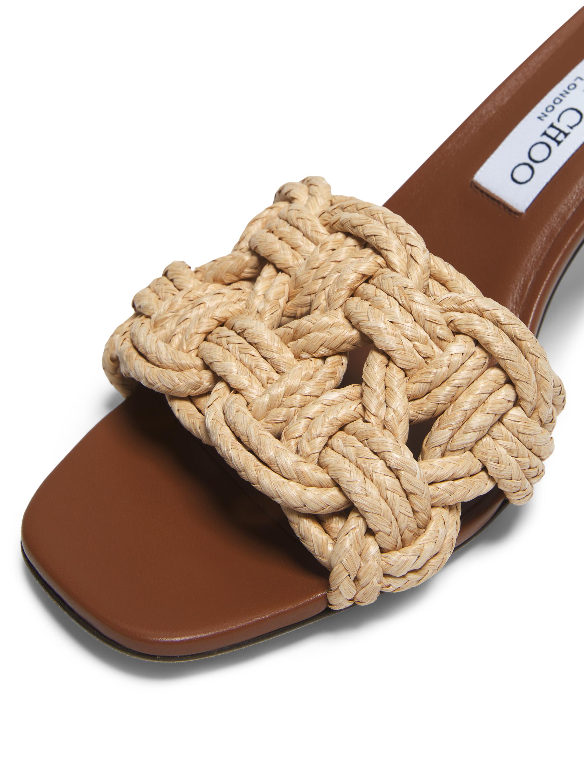 Jimmy Choo Chara 70MM Crochet Raffia Sandals | Saks Fifth Avenue