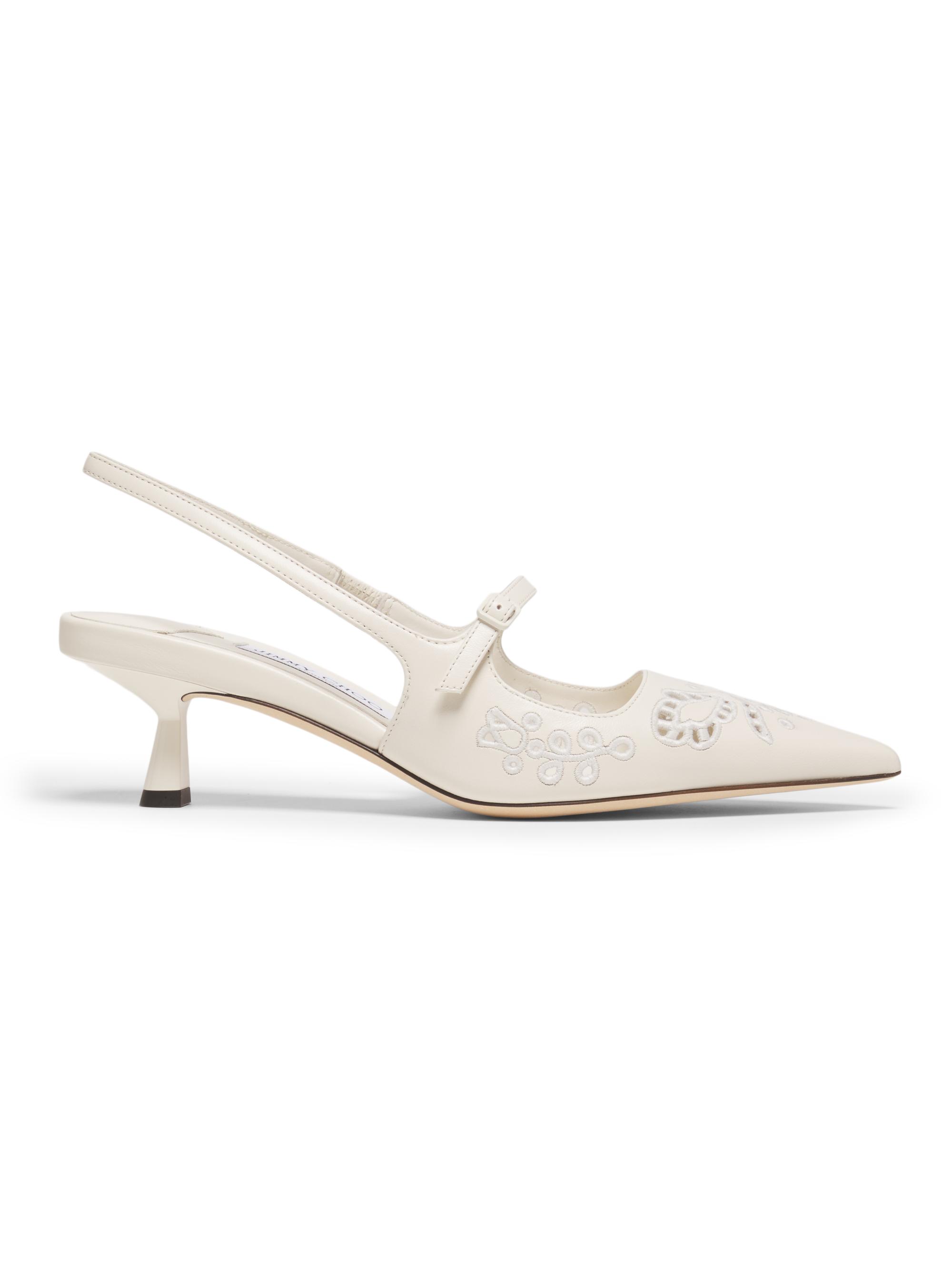 Jimmy Choo Women's Didi 45MM Leather Embroidered Slingback Pumps - Latte