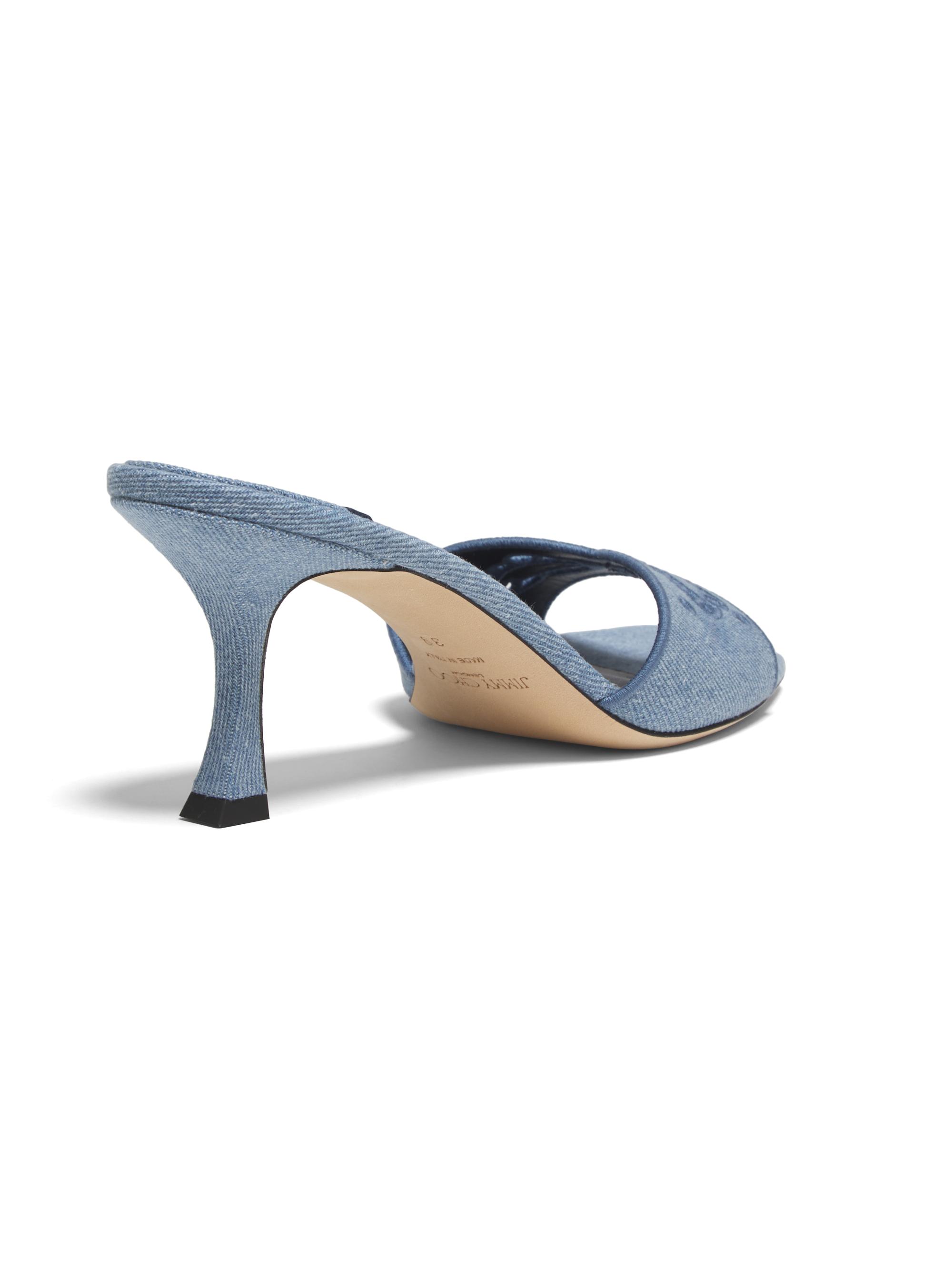 Jimmy Choo Skye 70MM Embroidered Denim Sandals | Saks Fifth Avenue