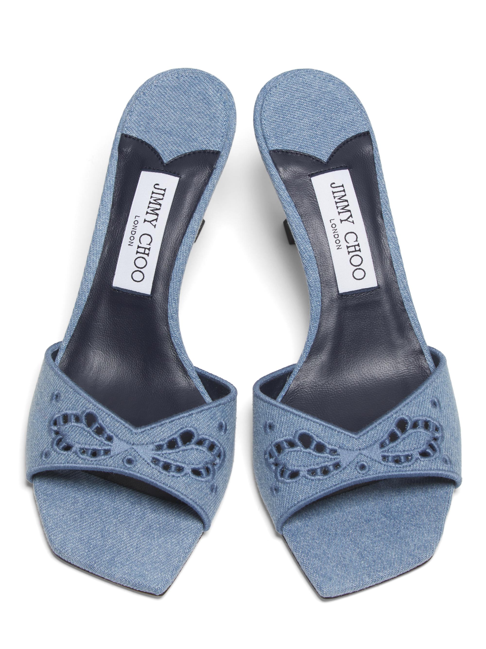 Jimmy Choo Skye 70MM Embroidered Denim Sandals Saks Fifth Avenue