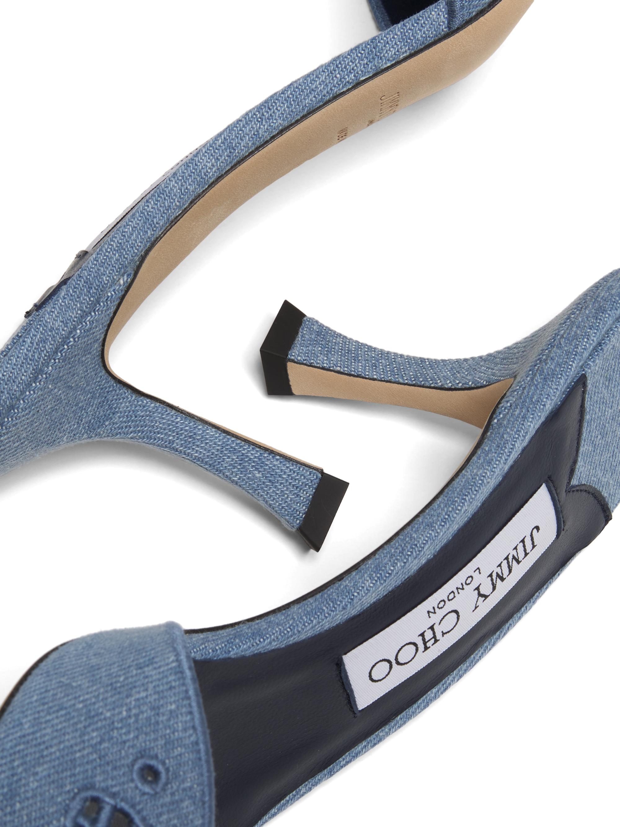 Jimmy Choo Skye 70MM Embroidered Denim Sandals | Saks Fifth Avenue