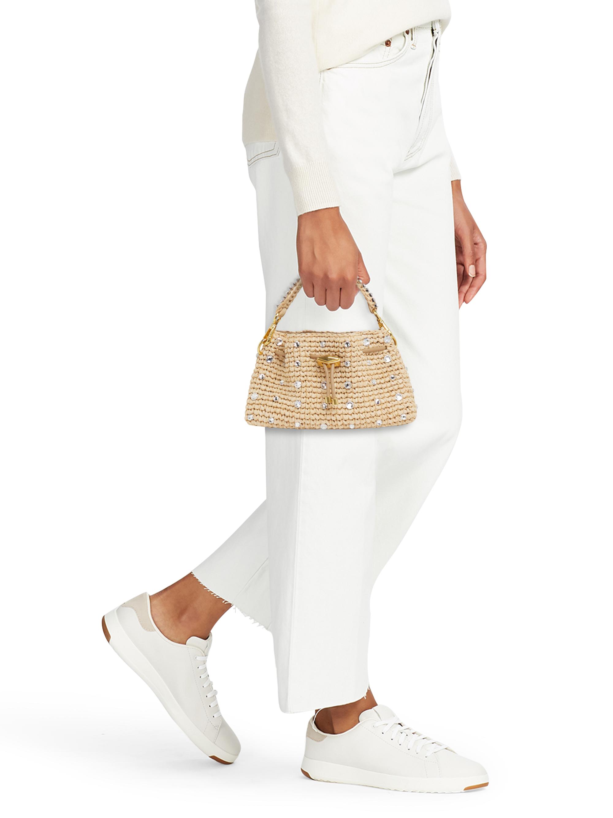 Jimmy Choo Cinch Small Crystal-Embellished Raffia Shoulder Bag