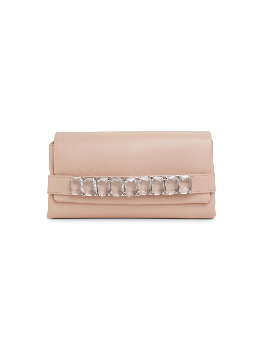 Jimmy Choo Kya Crystal-Embellished Leather Convertible Clutch