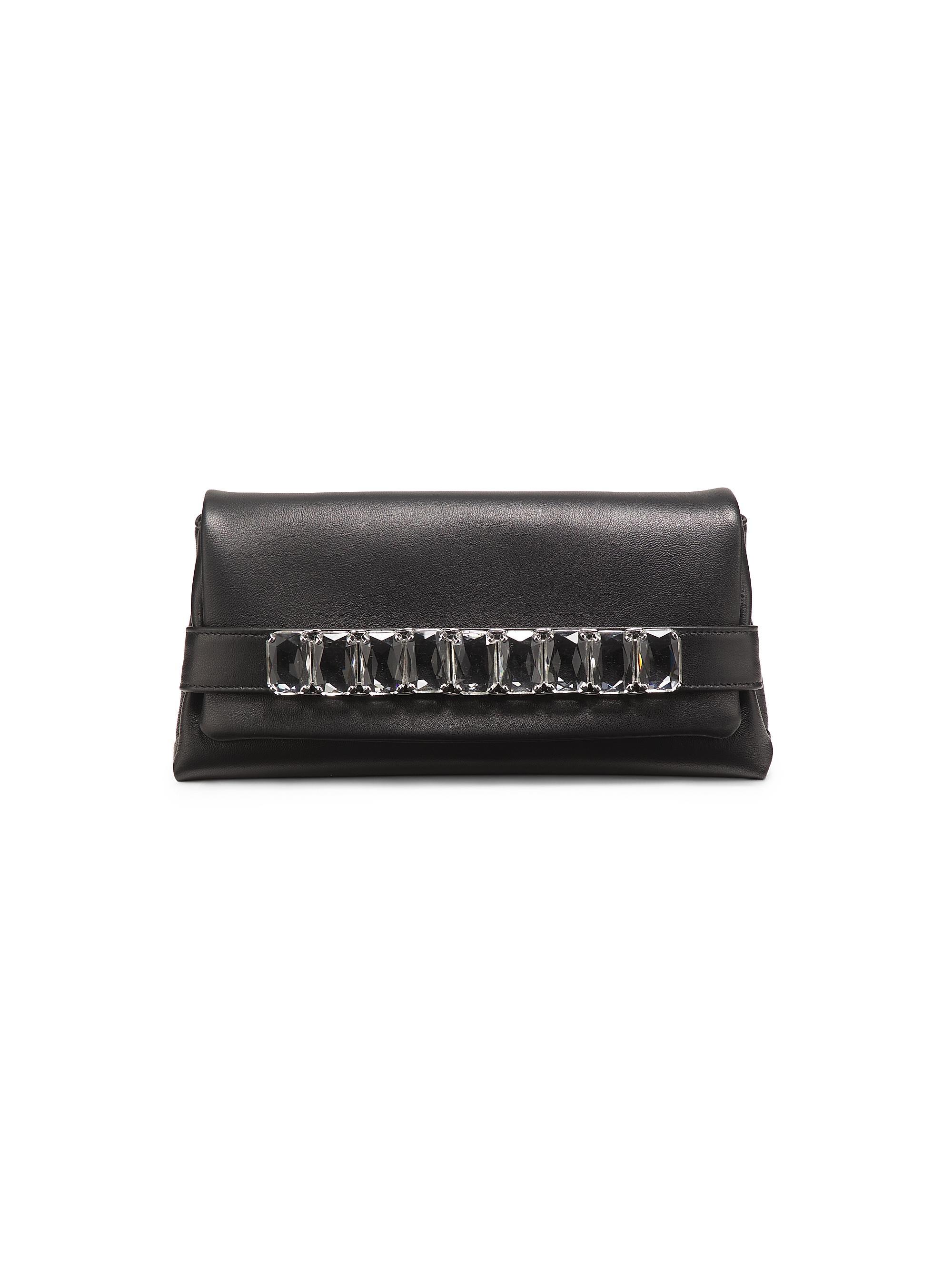 Jimmy Choo Women's Kya Crystal-Embellished Leather Convertible Clutch - Black Crystal