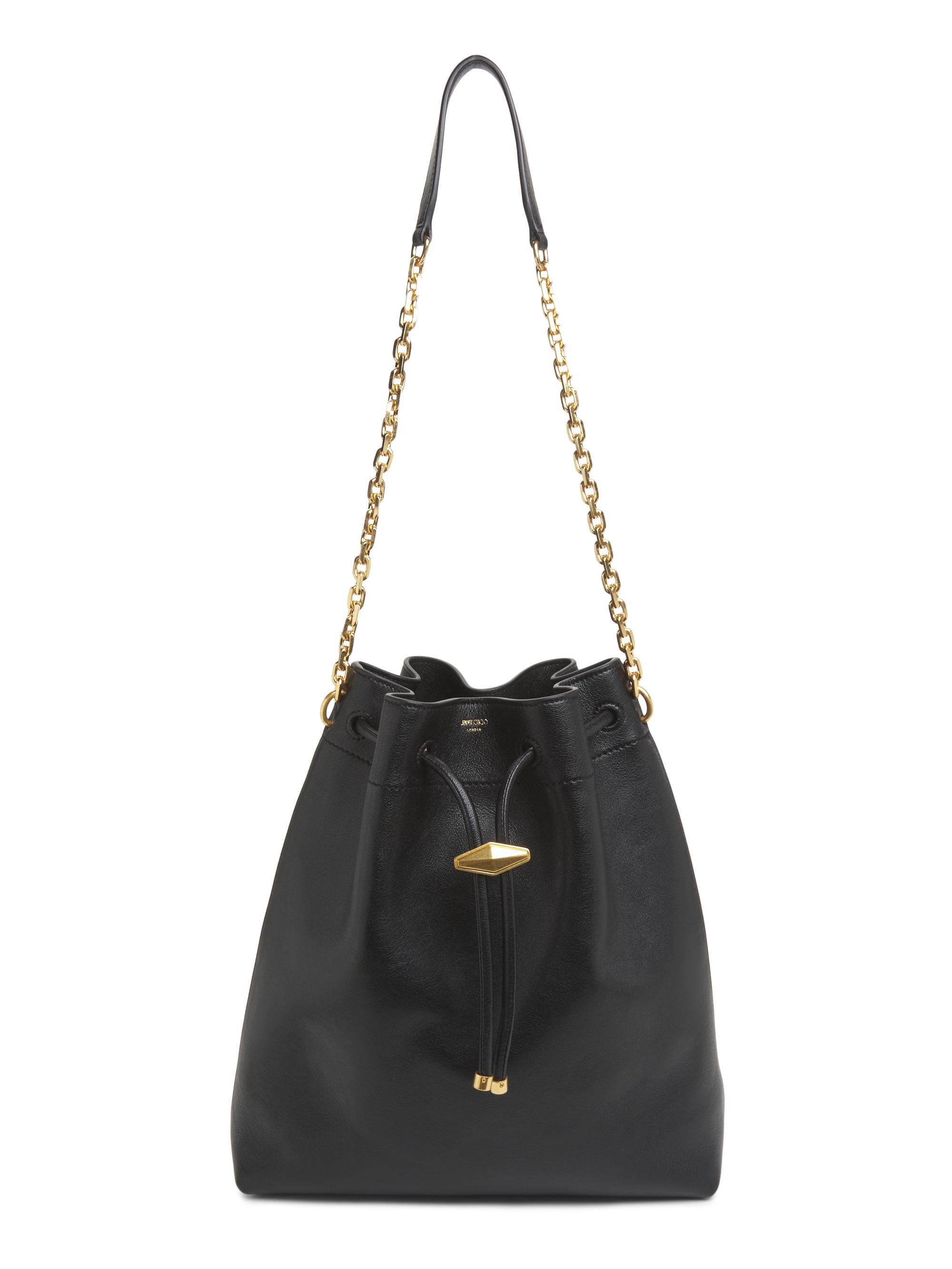 Jimmy Choo Women's Cinch Leather Bucket Shoulder Bag - Black Gold