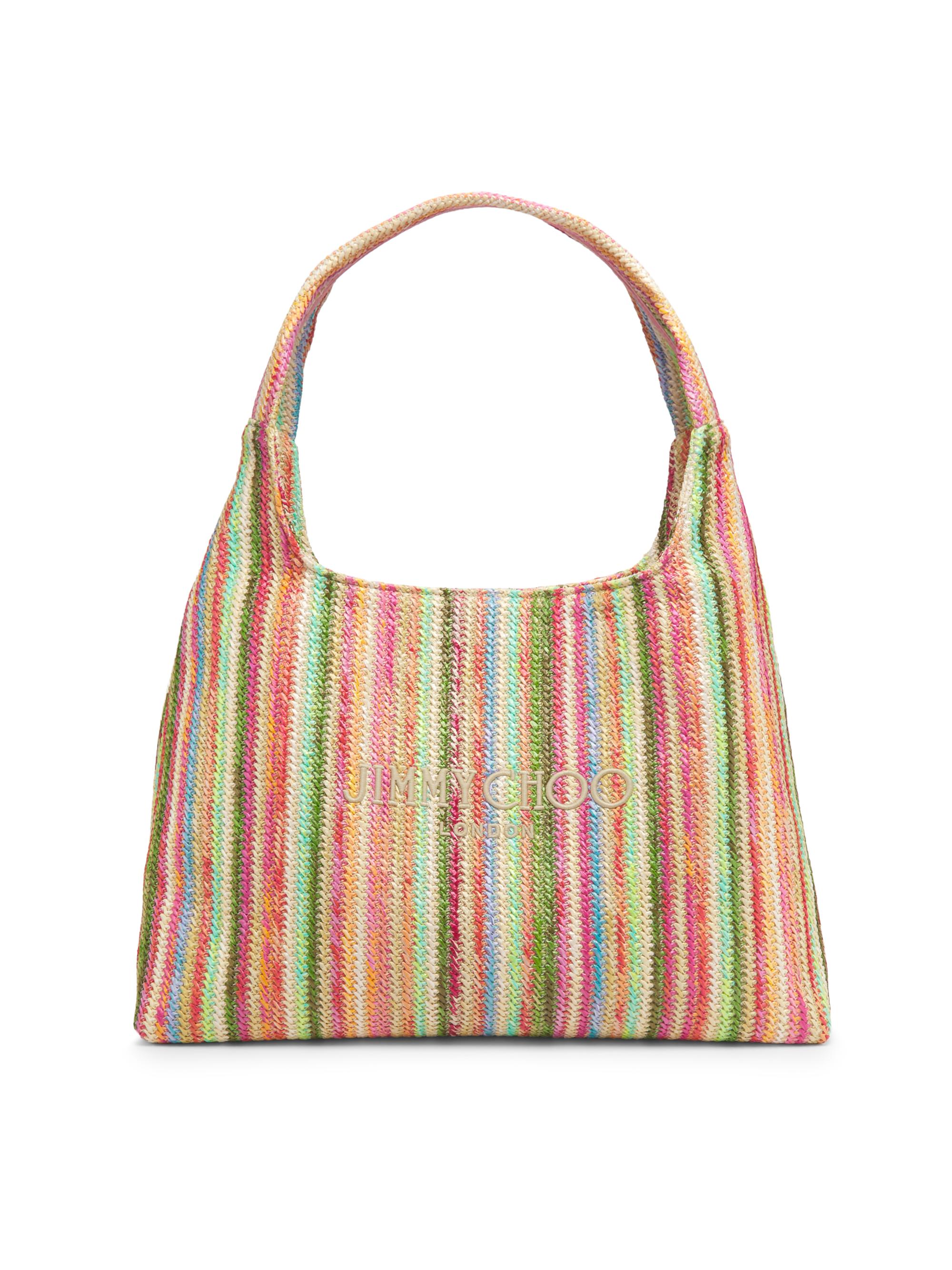 Jimmy Choo Beach Diamond Large Stripe Raffia Shoulder Bag | Saks