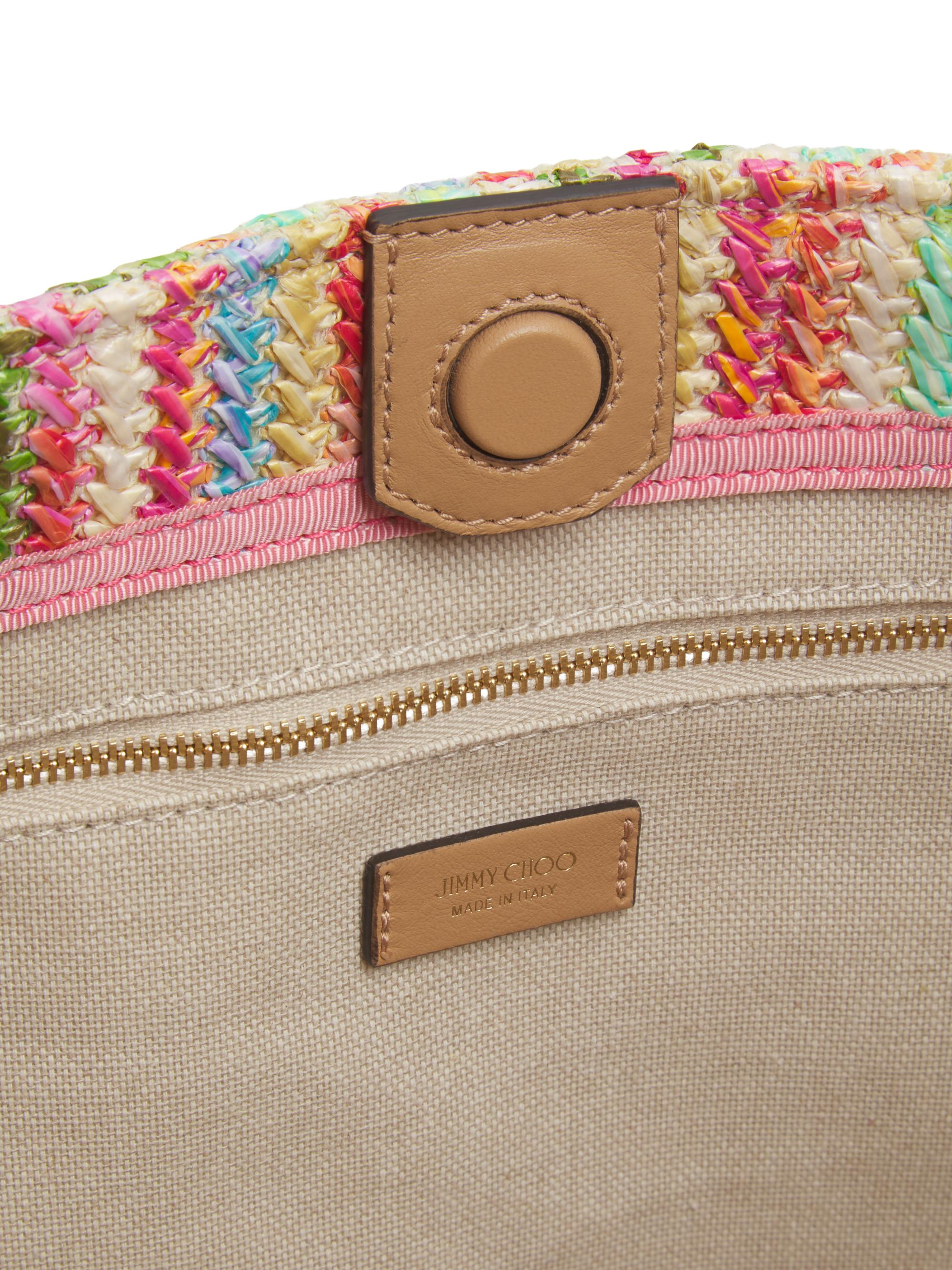 Jimmy Choo Beach Diamond Large Stripe Raffia Shoulder Bag | Saks