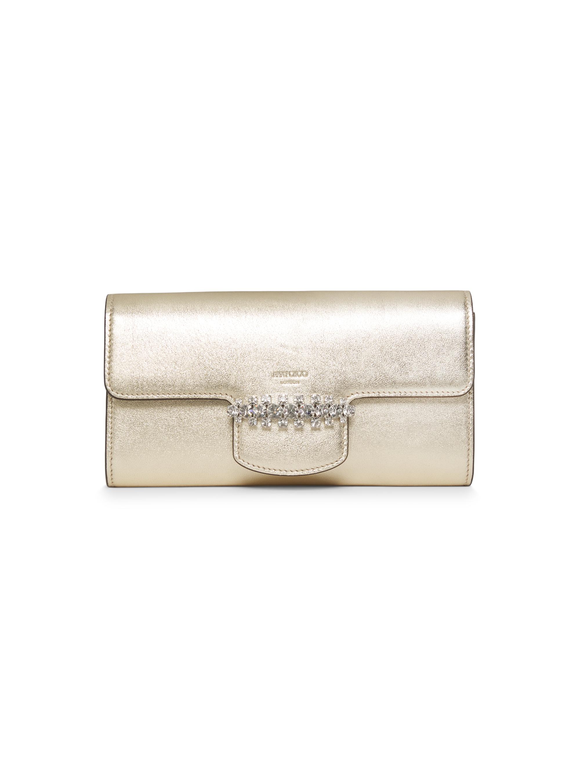 Jimmy Choo Women's Bing Metallic Leather Chain Wallet - Soft Gold Silver