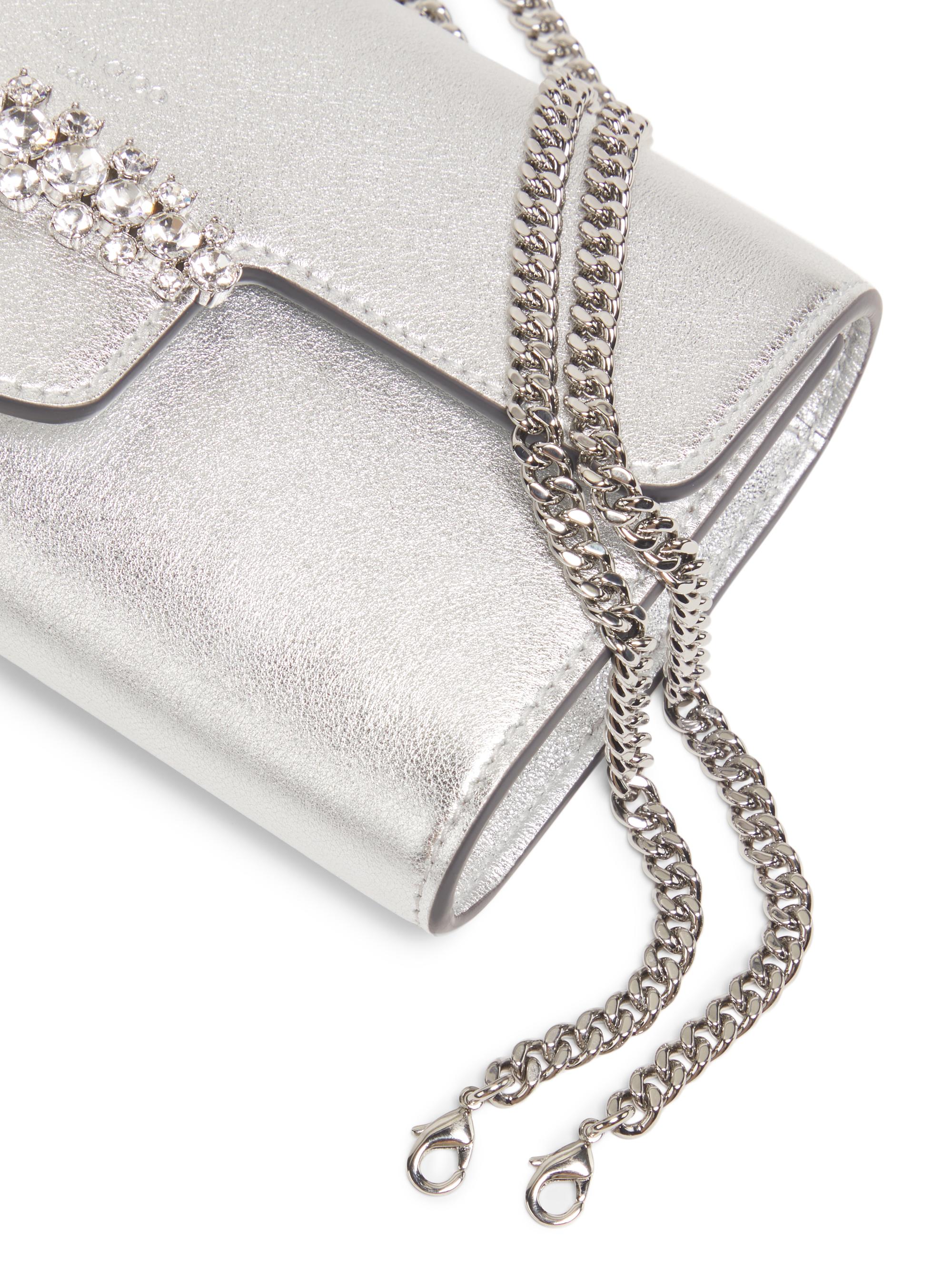 Jimmy Choo Bing Metallic Leather Chain Wallet | Saks Fifth