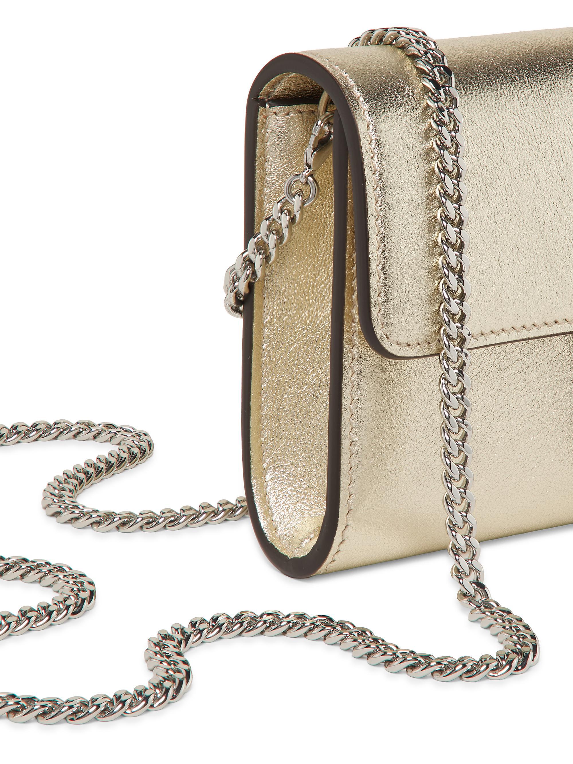 Jimmy Choo Bing Metallic Leather Chain Wallet | Saks Fifth Avenue