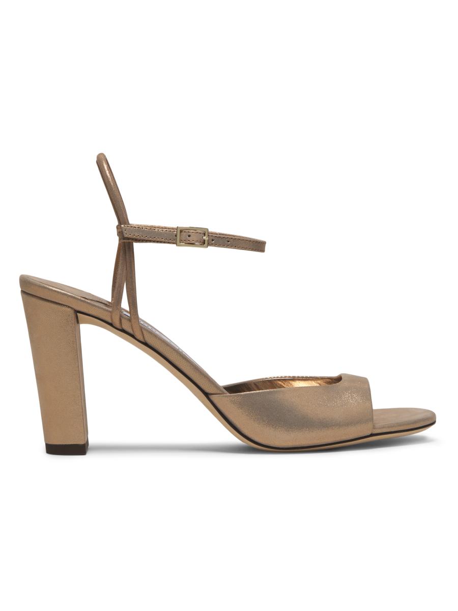 シューズ・サンダルその他 JIMMY CHOO Woman Shoes Beige AMELIASUE TOFFEE Jimmy Choo - Avenue Biscuit Leather Wedge Sandal, 50mm