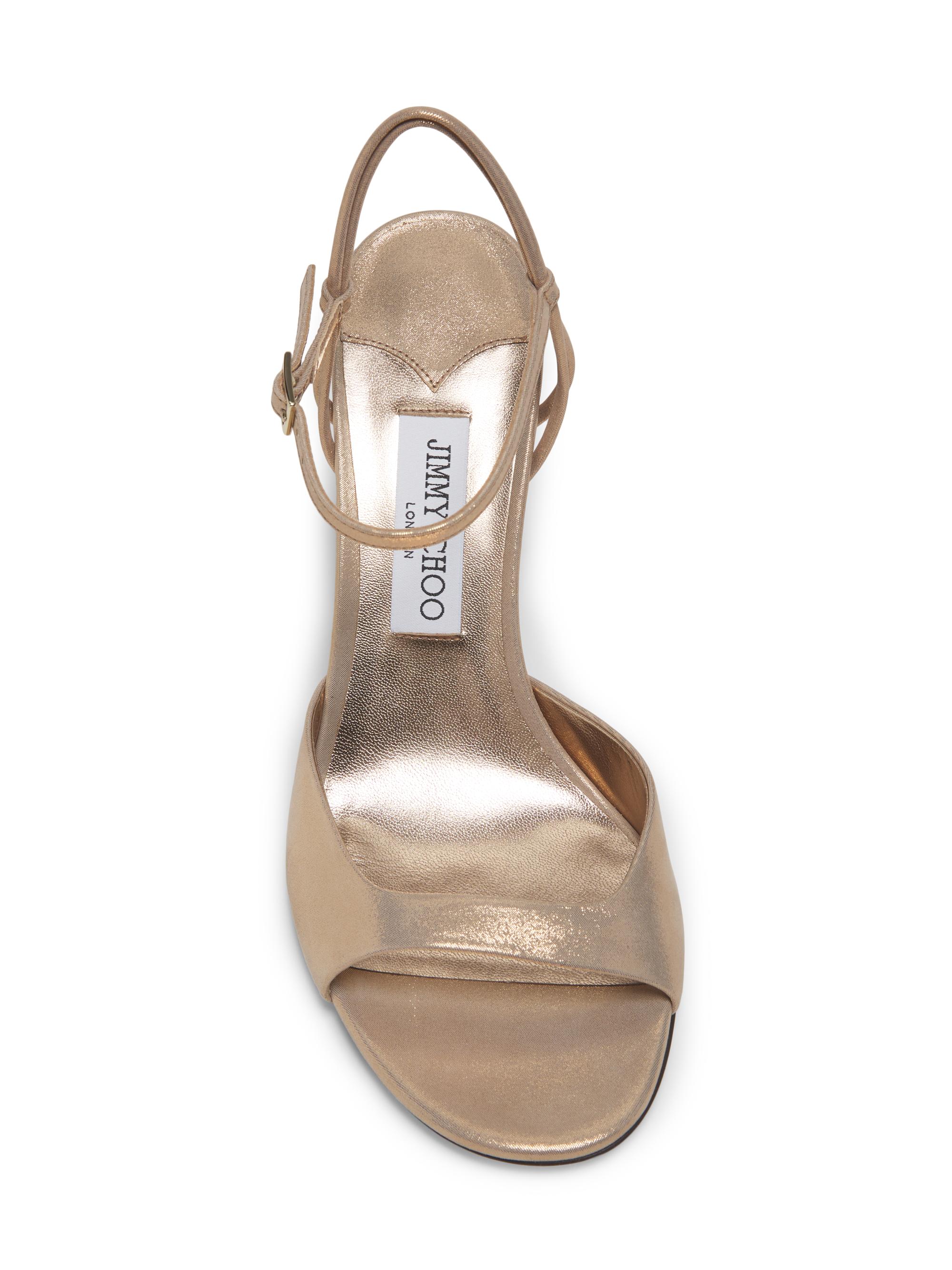 Jimmy Choo Alys 85MM Shimmer Suede Sandals | Saks Fifth Avenue