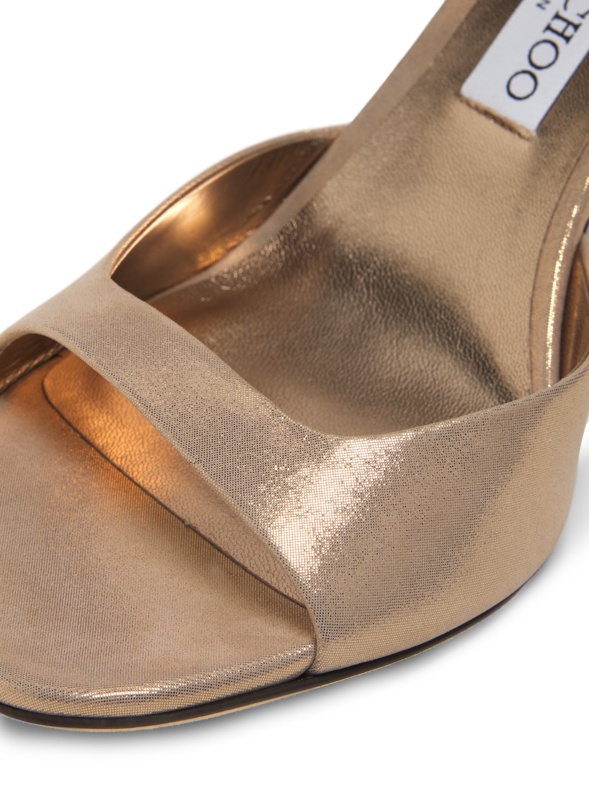 Jimmy Choo Alys 85MM Shimmer Suede Sandals | Saks Fifth Avenue