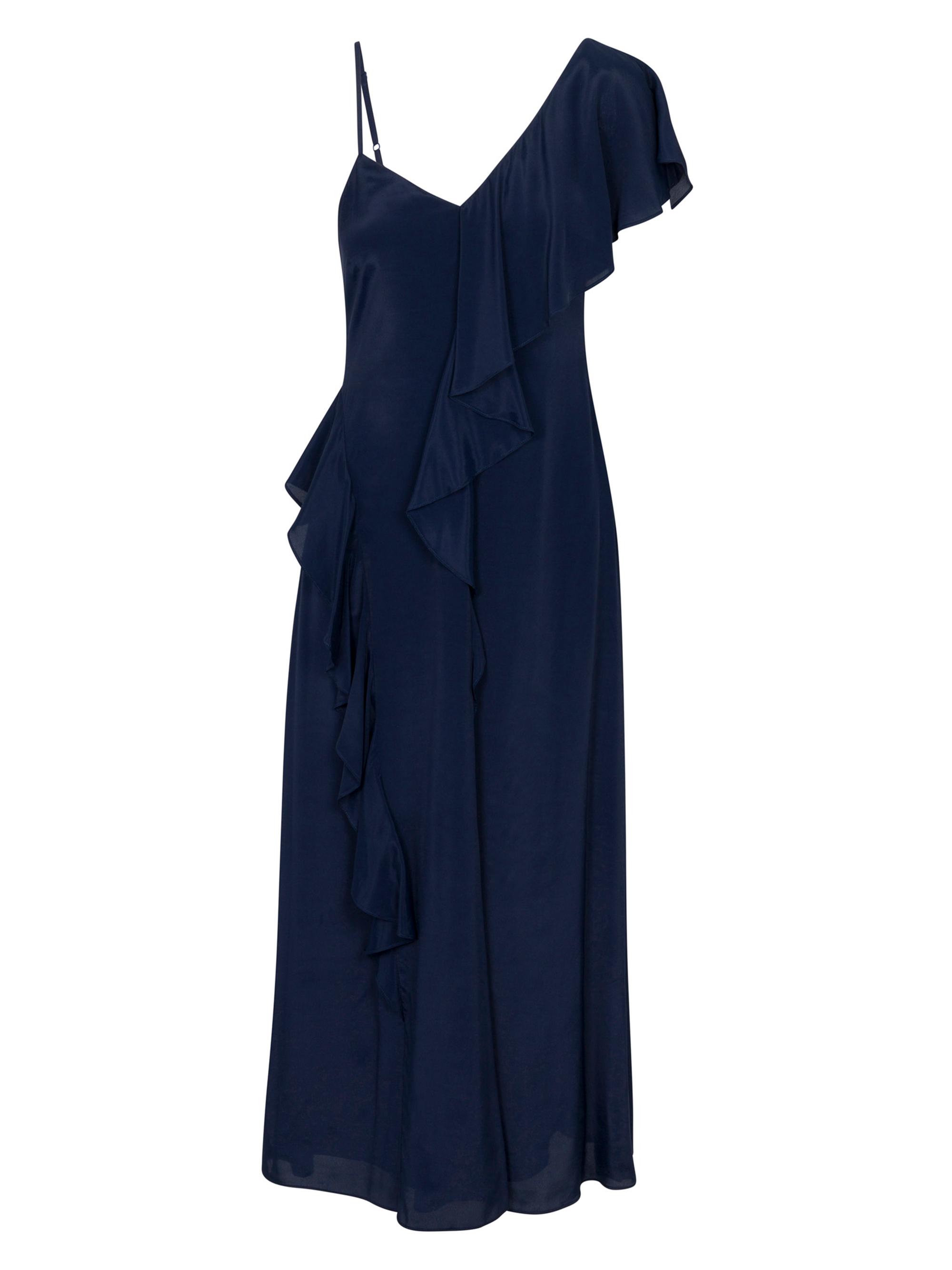 Rebecca Taylor Women's Irie Asymmetric Silk-Blend Midi-Dress - Navy