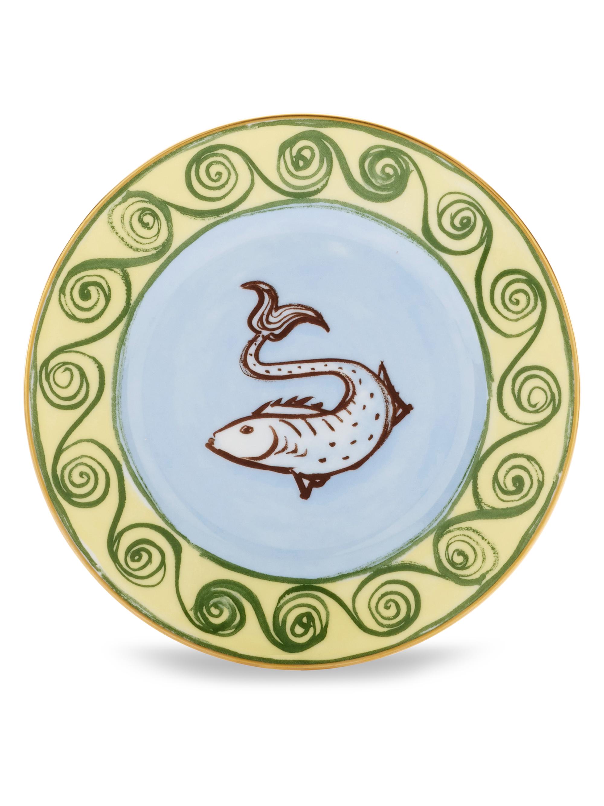Ginori 1735 Il Viaggio Di Nettuno Flat Bread Plate - Celeste Giallo