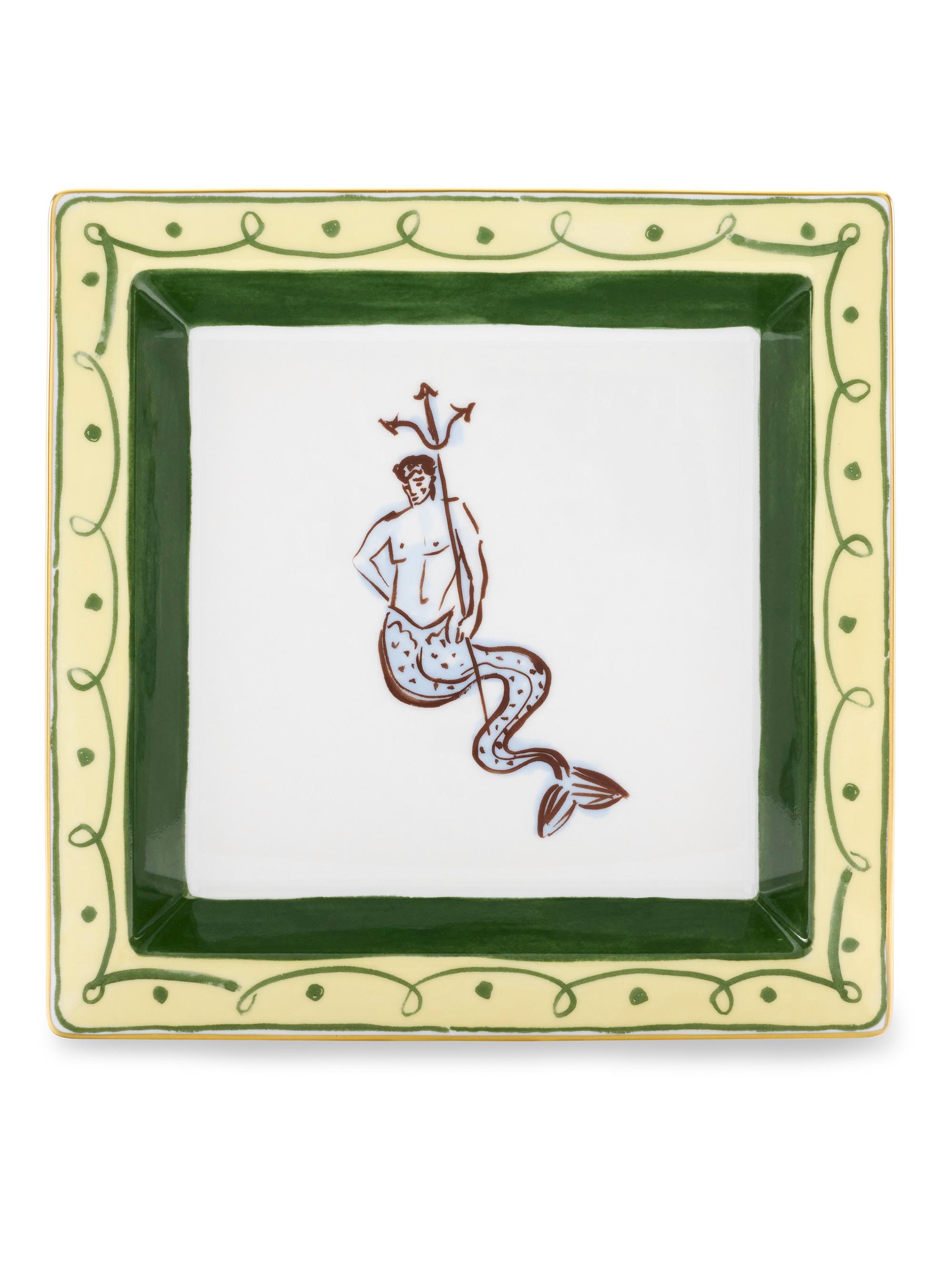 Ginori 1735 Il Viaggio Di Nettuno Change Tray - Verde Giallo