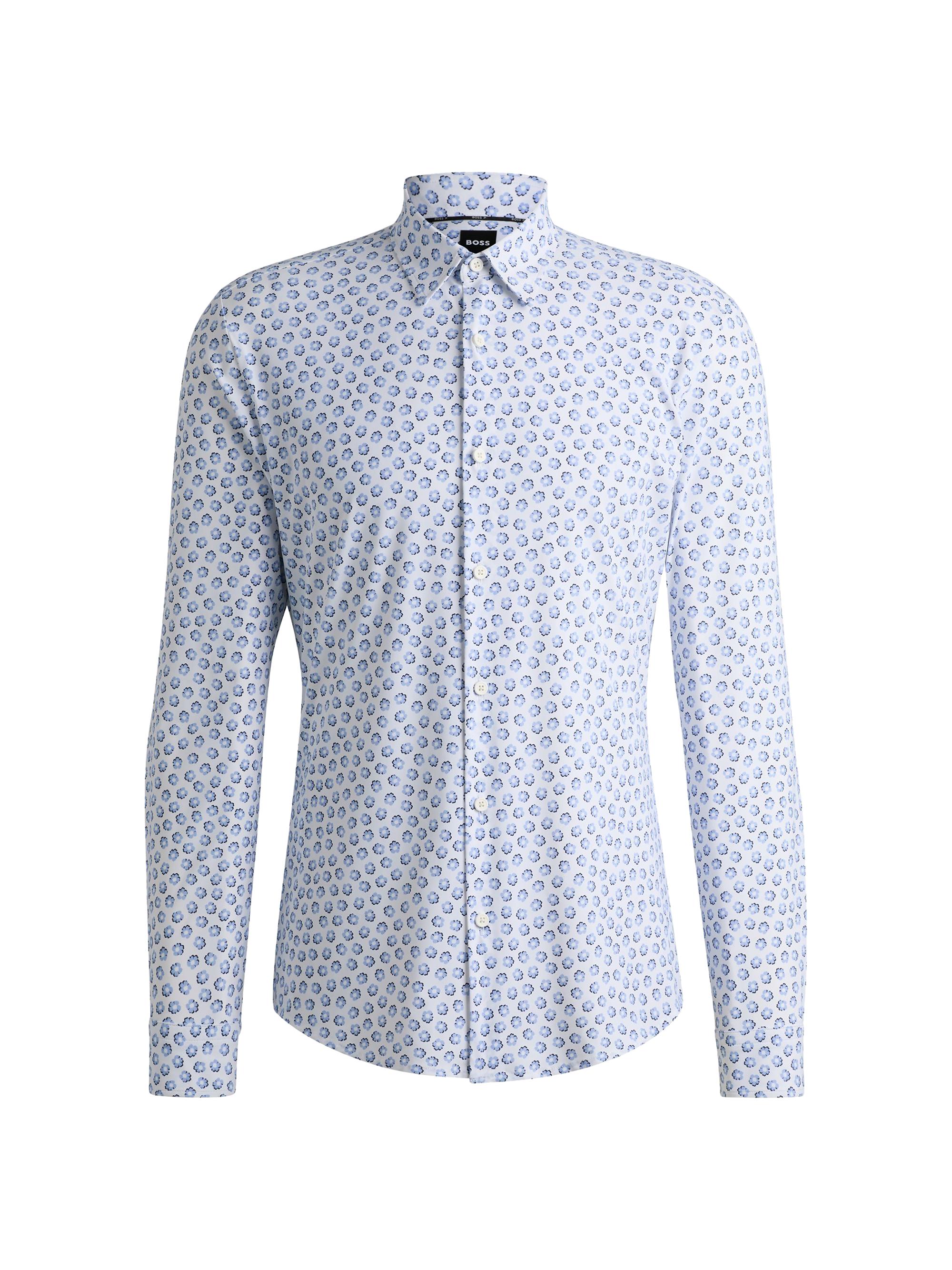 BOSS Men's Slim-Fit Shirt in Floral-Print Performance-Stretch Jersey - Light Pastel