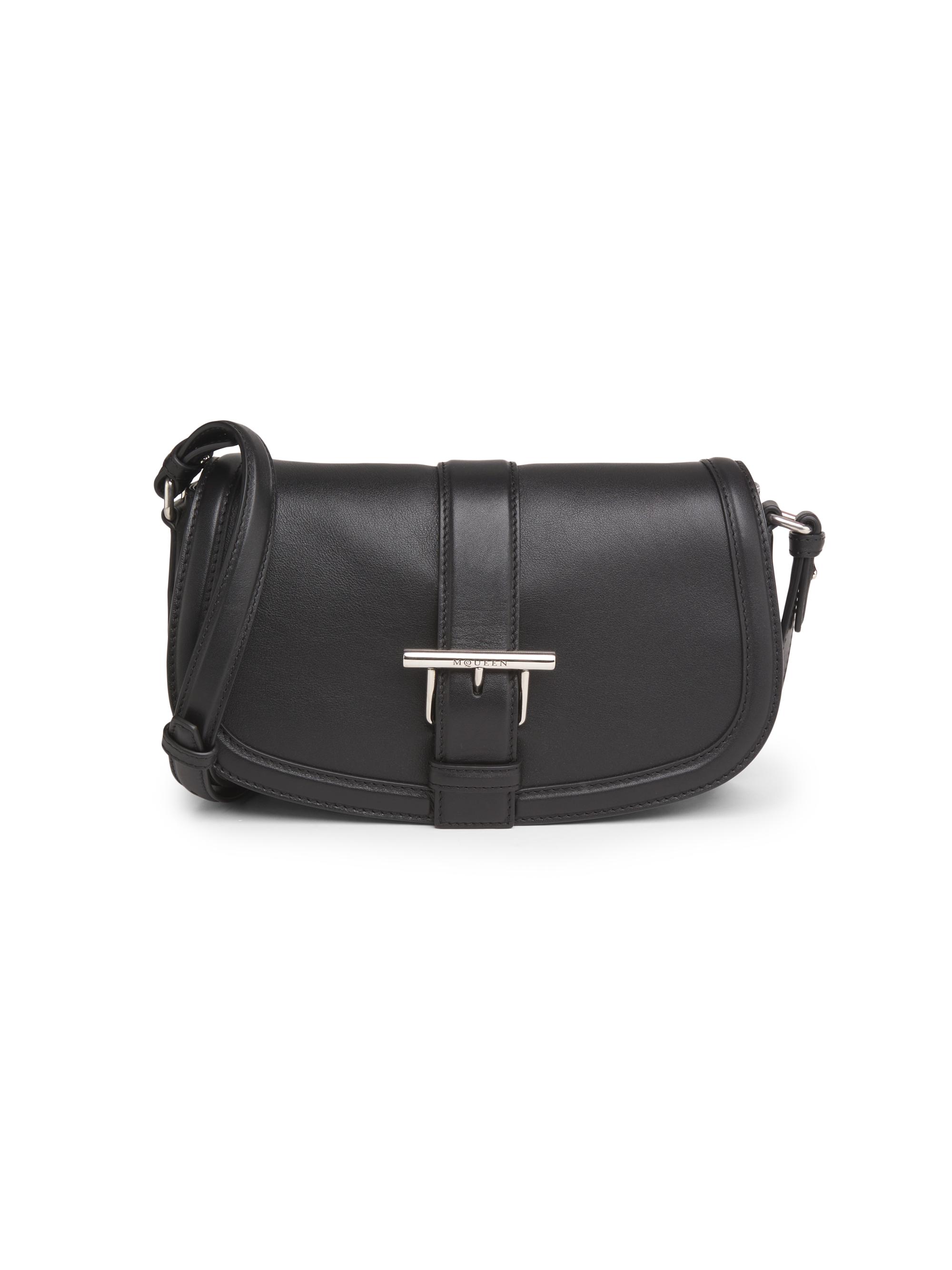 McQueen Women's T-Bar Leather Satchel - Black Silver