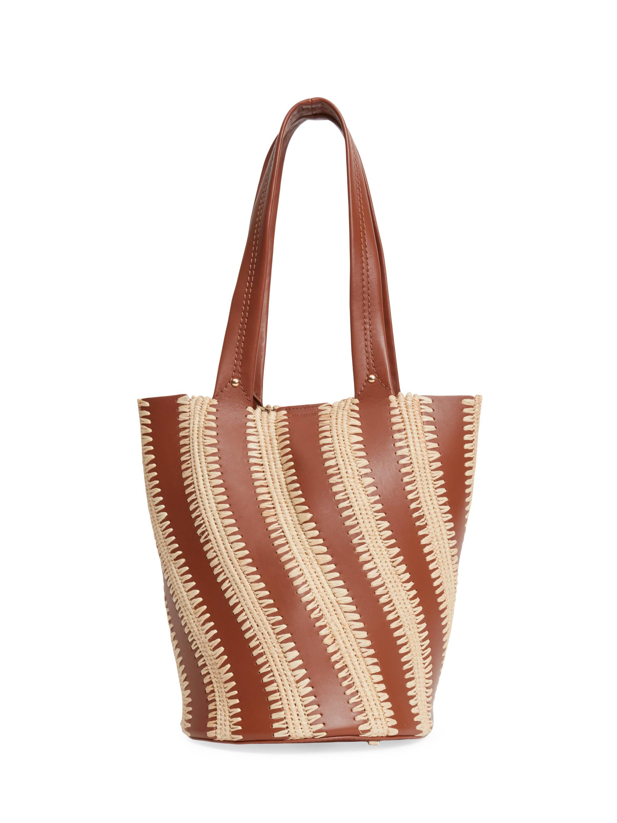 SIMKHAI Women's Talia Raffia-Leather Bucket Bag - Sable