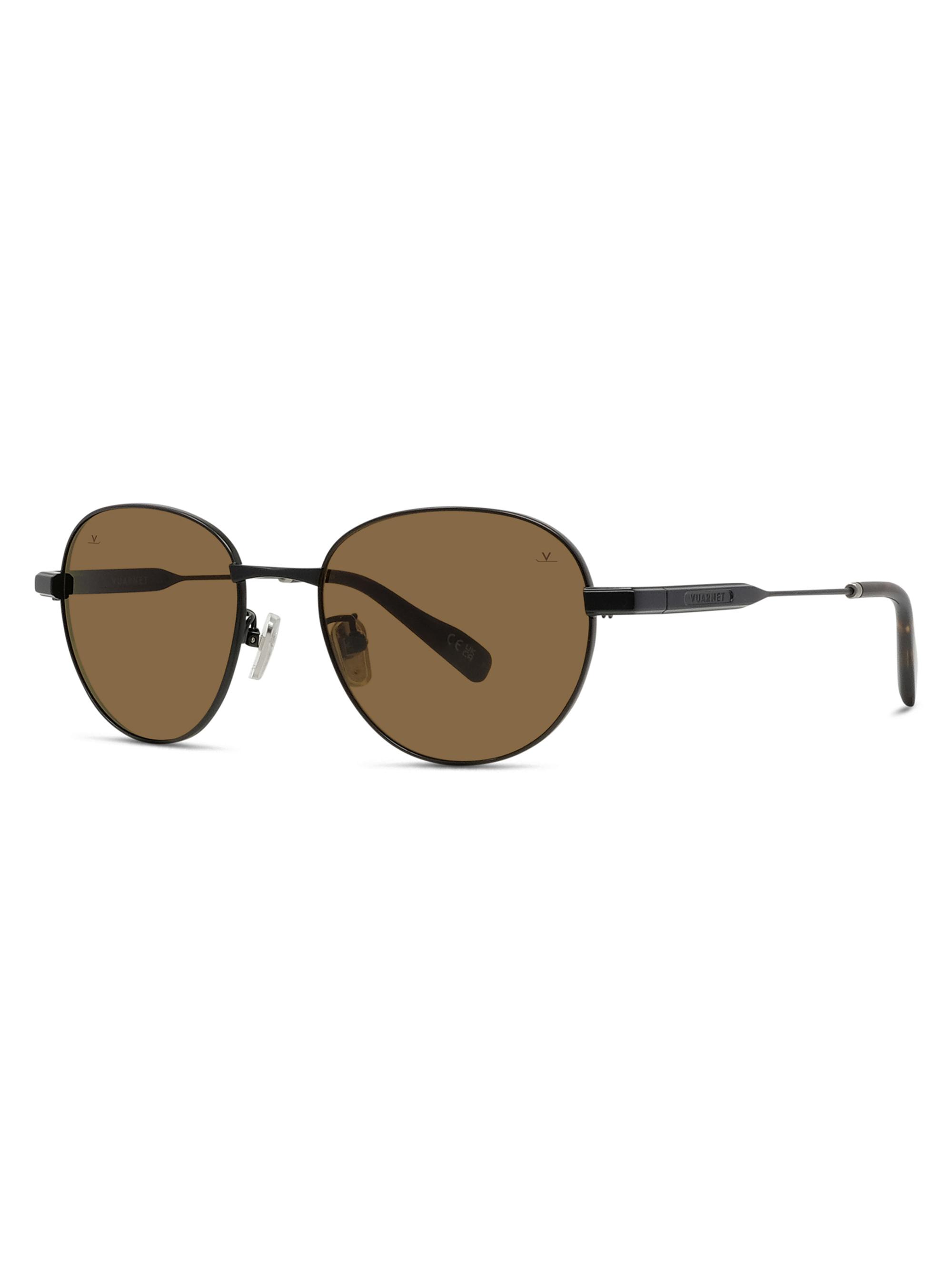 Vuarnet Men's Lifestyle Horizon 01 52MM Round Sunglasses - Matte Black Brown